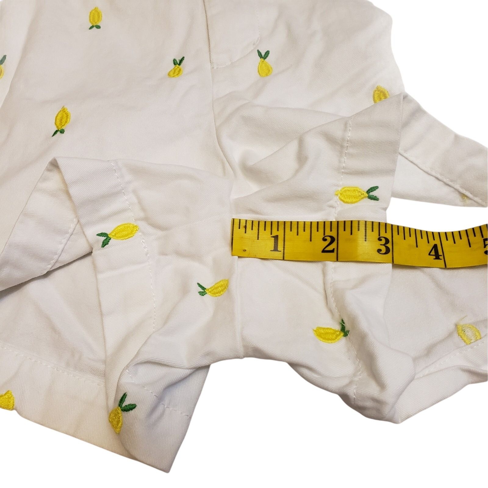 Merona Merona Shorts Womens 10 White Yellow Lemon Print Hot Pants Size US 35 - 7 Thumbnail