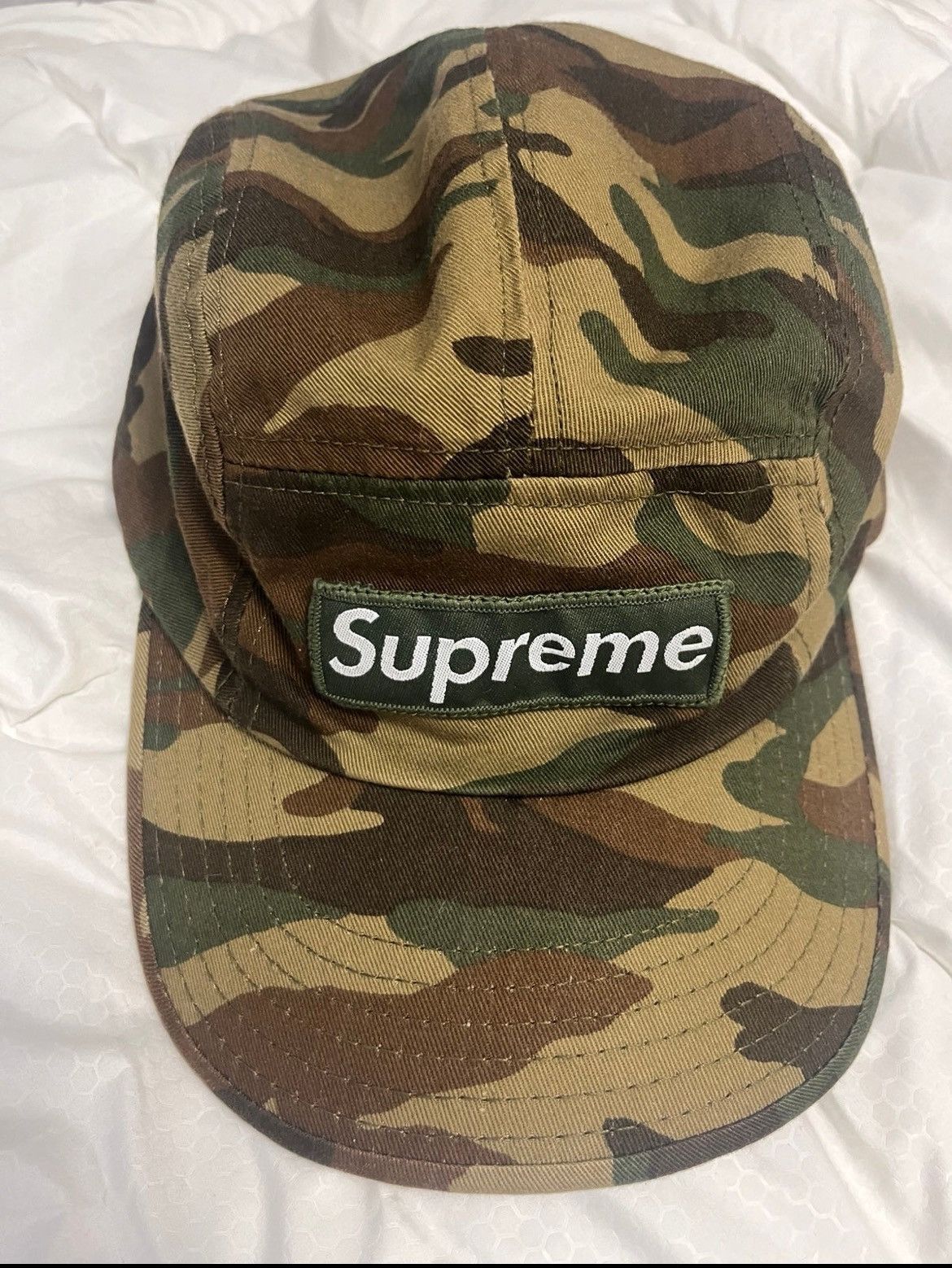 image of Supreme 2001 Woodland Camp Cap in Green, Men's