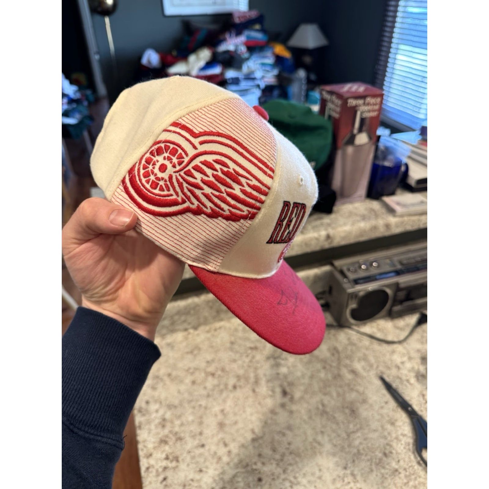 Sports Specialties VINTAGE 90s Detroit Red Wings Sports Specialties Laser SnapBack Hat Cap Signed Mens One Size White Adjustable Cap Size ONE SIZE - 3 Thumbnail