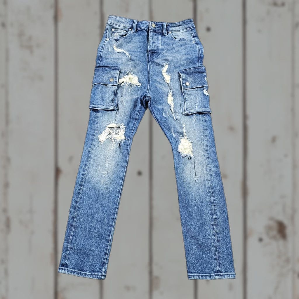 Asos VINTAGE ASOS Womens Jeans High Rise Straight Stretch Distressed Denim 27 Waist Blue Size 27" / US 4 / IT 40 - 1 Thumbnail