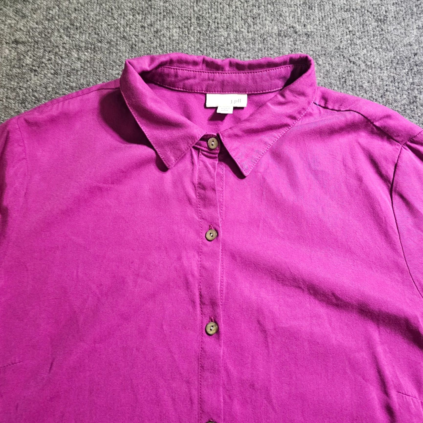 J. Jill J Jill Top Blouse Women PL Pink Purple Button Long Sleeve Classic Career Twill Lyocell Viscose Size L / US 10 / IT 46 - 2 Thumbnail