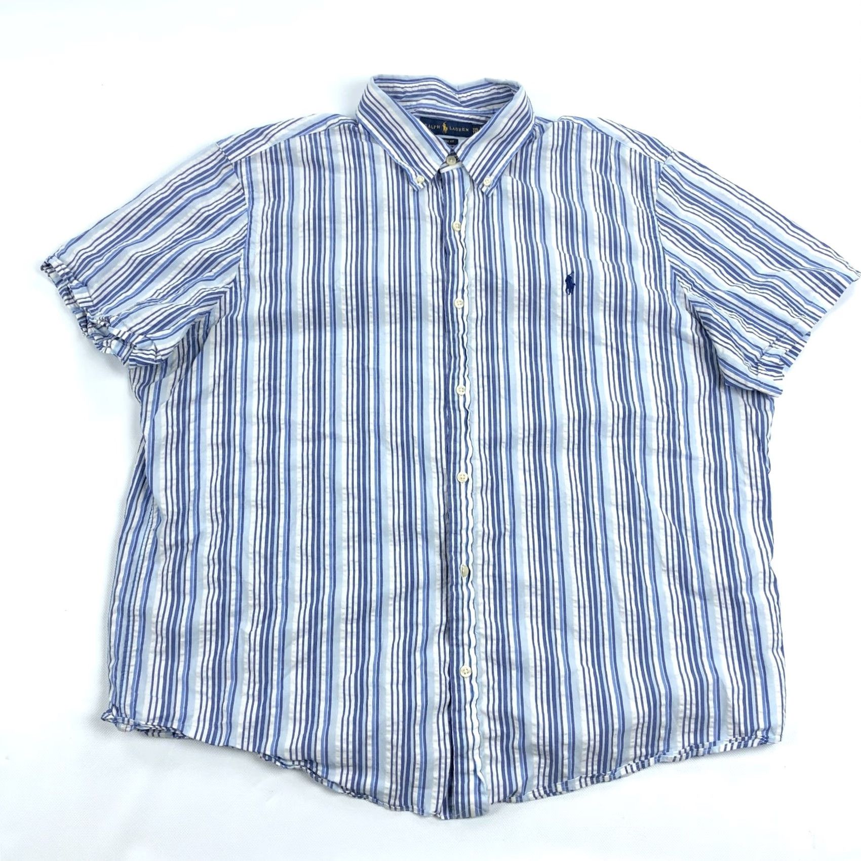 Ralph Lauren Ralph Lauren Shirt Mens XXL Prepster Classic Fit Seersucker Blue Stripe Casual/Office/Travel Button-Up Short Sleeve Size US XXL / EU 58 / 5 - 2 Thumbnail