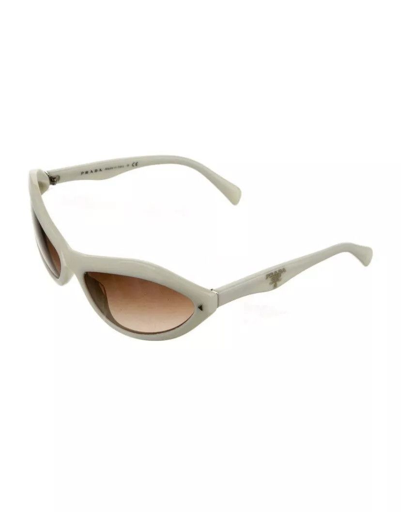 Prada Prada White Vintage Y2K Sunglasses Cat Eye / Bug Eye Shape Size ONE SIZE - 3 Thumbnail