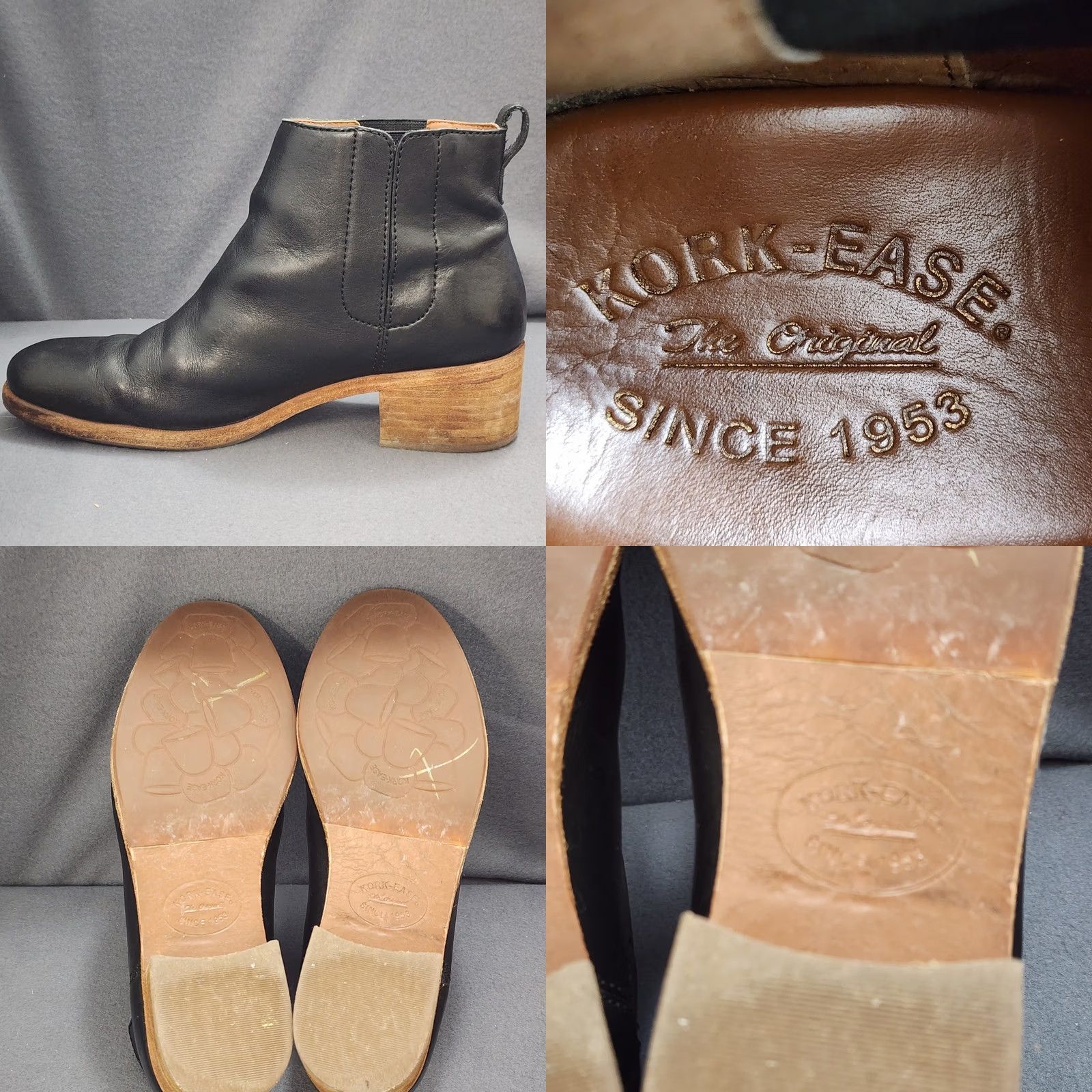 Vintage Kork-Ease Mens Black Leather Chelsea Boots 11 Pull On Ankle Comfort Low Heel Chelsea Mens Black Leather Boots Size US 11 / EU 44 - 9 Thumbnail