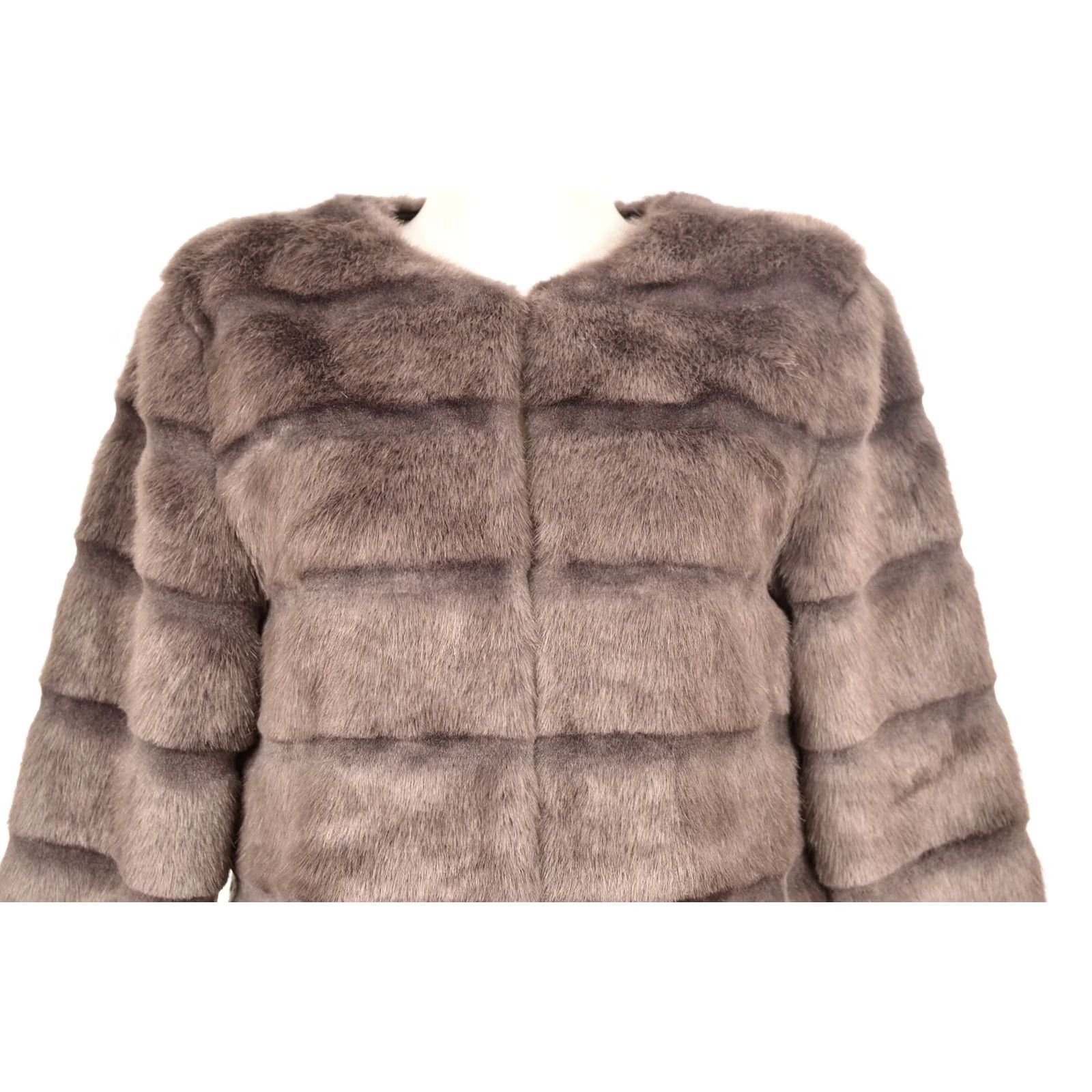 Diane von Furstenberg DDIANE VON FURSTENBERG Faux Fur Coat Jacket D520704CTK Size S Gray Womens Coat Size S / US 4 / IT 40 - 2 Thumbnail