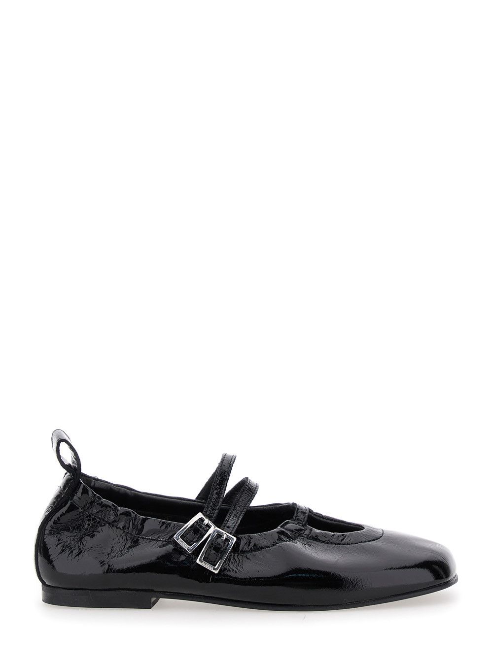 Alohas 'anne Onix' Black Ballet Shoes With Straps Closure And Elastic Design In Patent Leather Woman, Women's (Size 6)