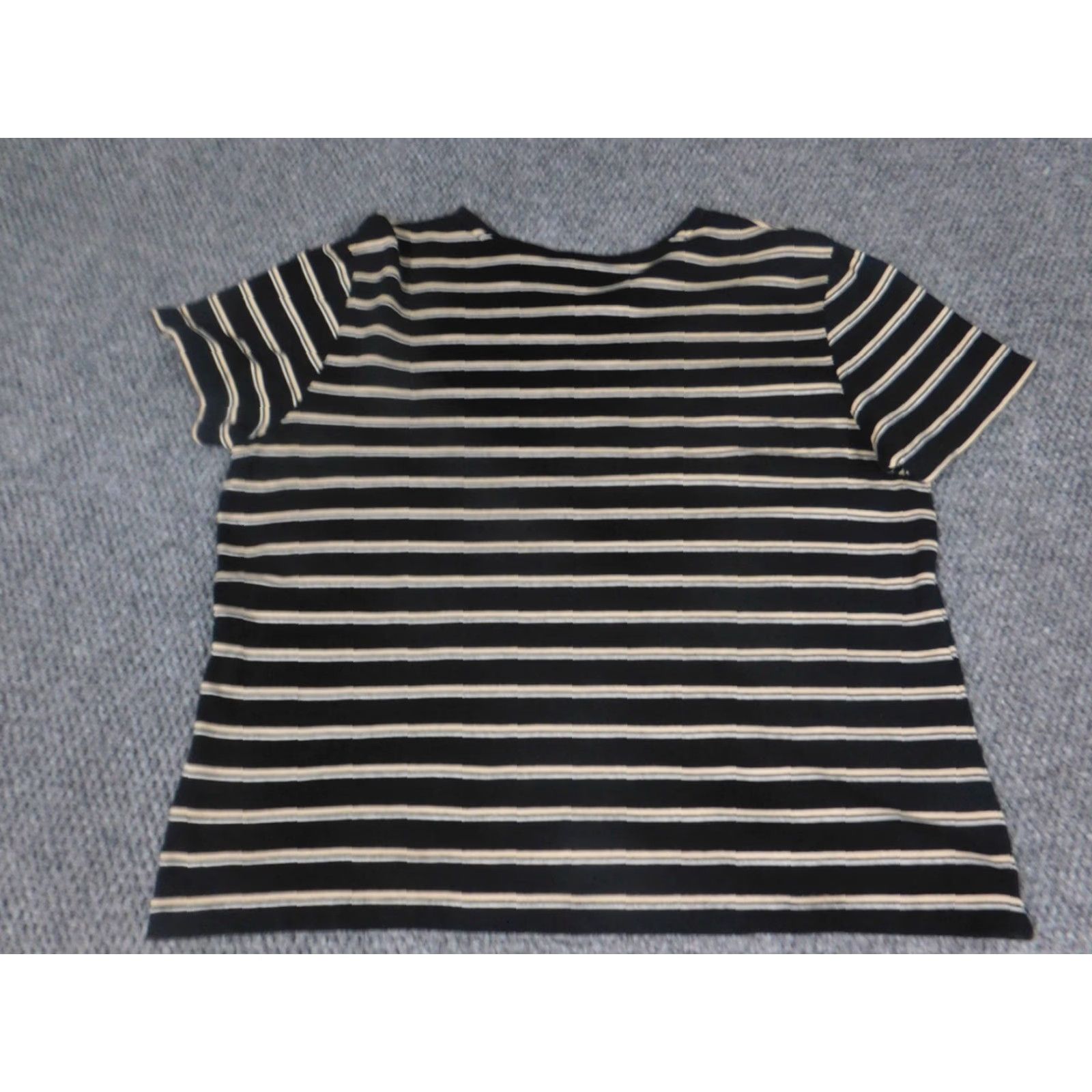 Croft & Barrow Croft & Barrow Shirt Womens XL Black Stretch Pullover Striped Short Sleeve V-Neck Casual T-Shirt Size XL / US 12-14 / IT 48-50 - 7 Thumbnail