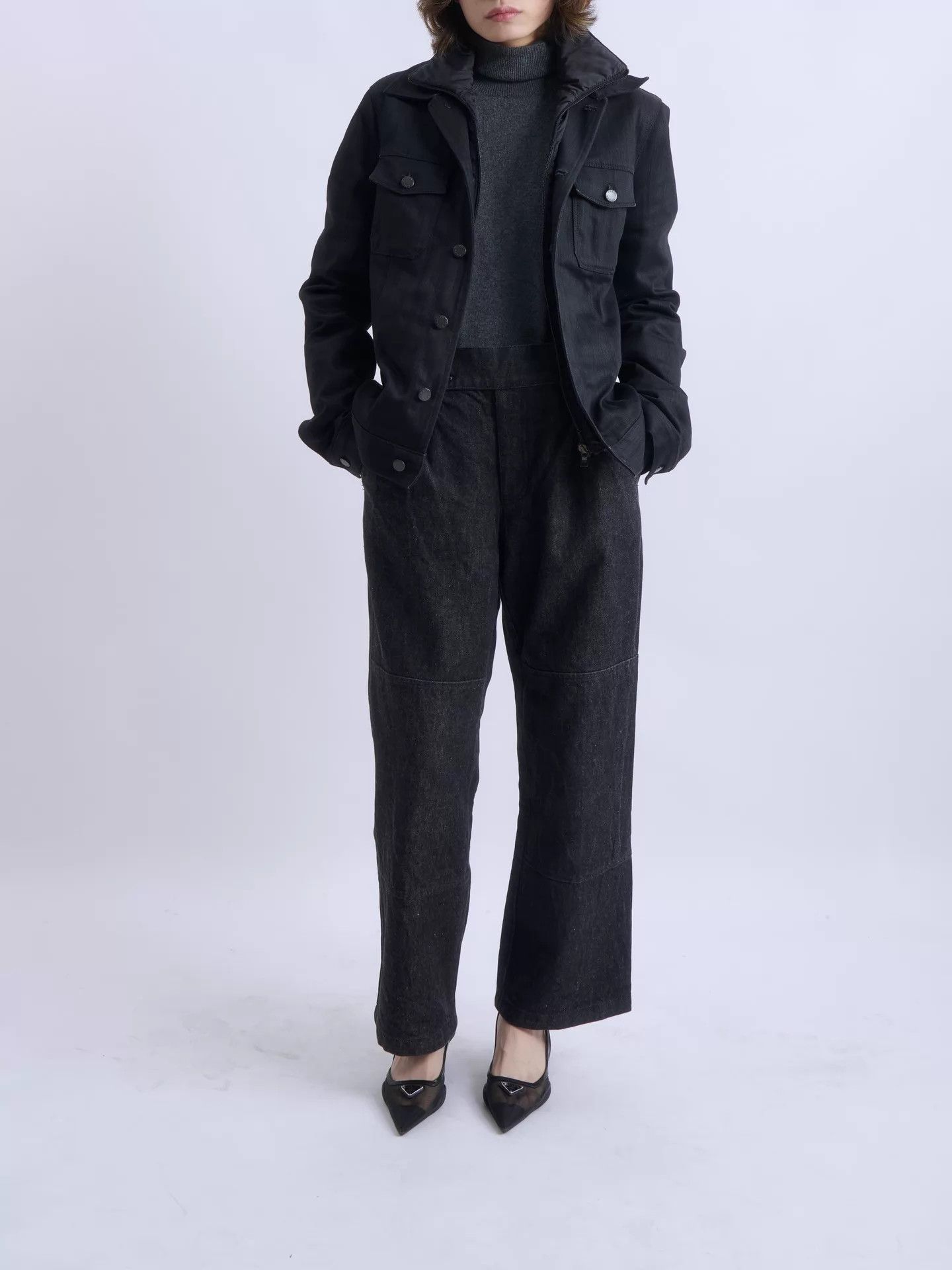 Prada PRADA 2008AW Black Denim Nylon Lined Jacket Size US S / EU 44-46 / 1 - 3 Thumbnail