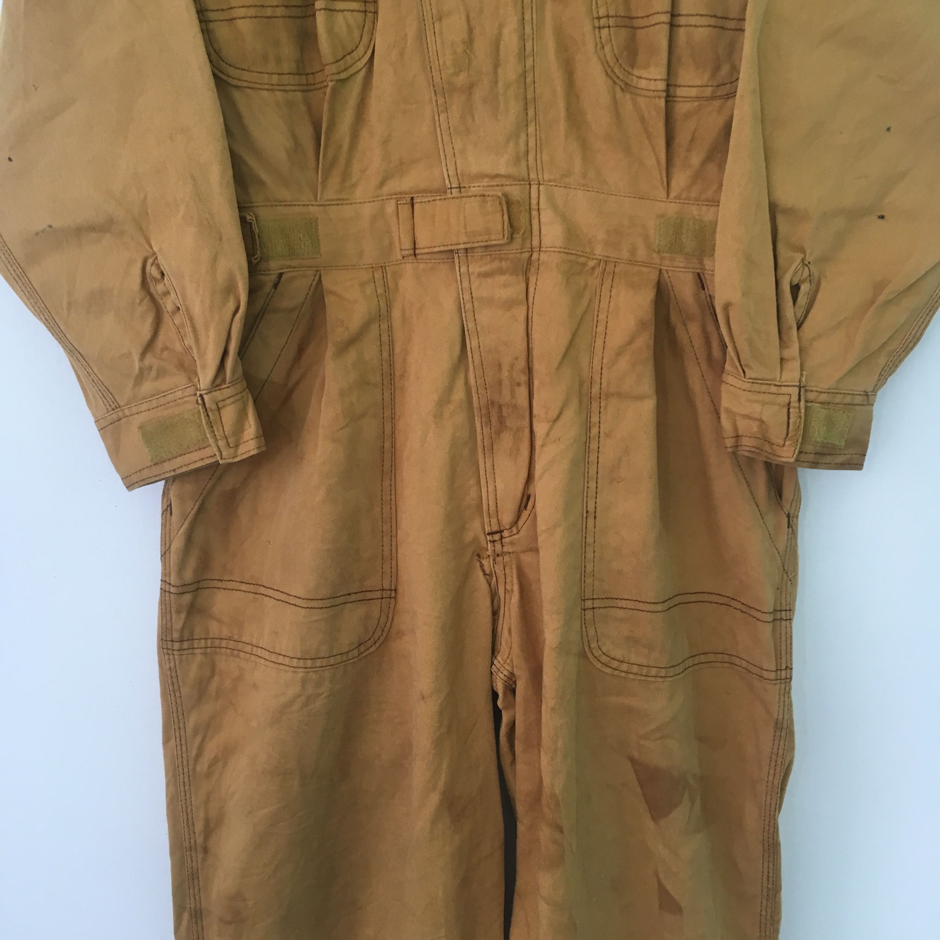 Japanese Brand Vintage 90's Heavy Used Toyota Japan Brown Coveralls - 481 Size US L / EU 52-54 / 3 - 9 Thumbnail
