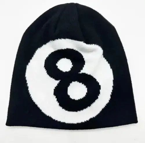 High Sport Y2K Knitting Number 8 Beanie Hat Size ONE SIZE - 4 Thumbnail