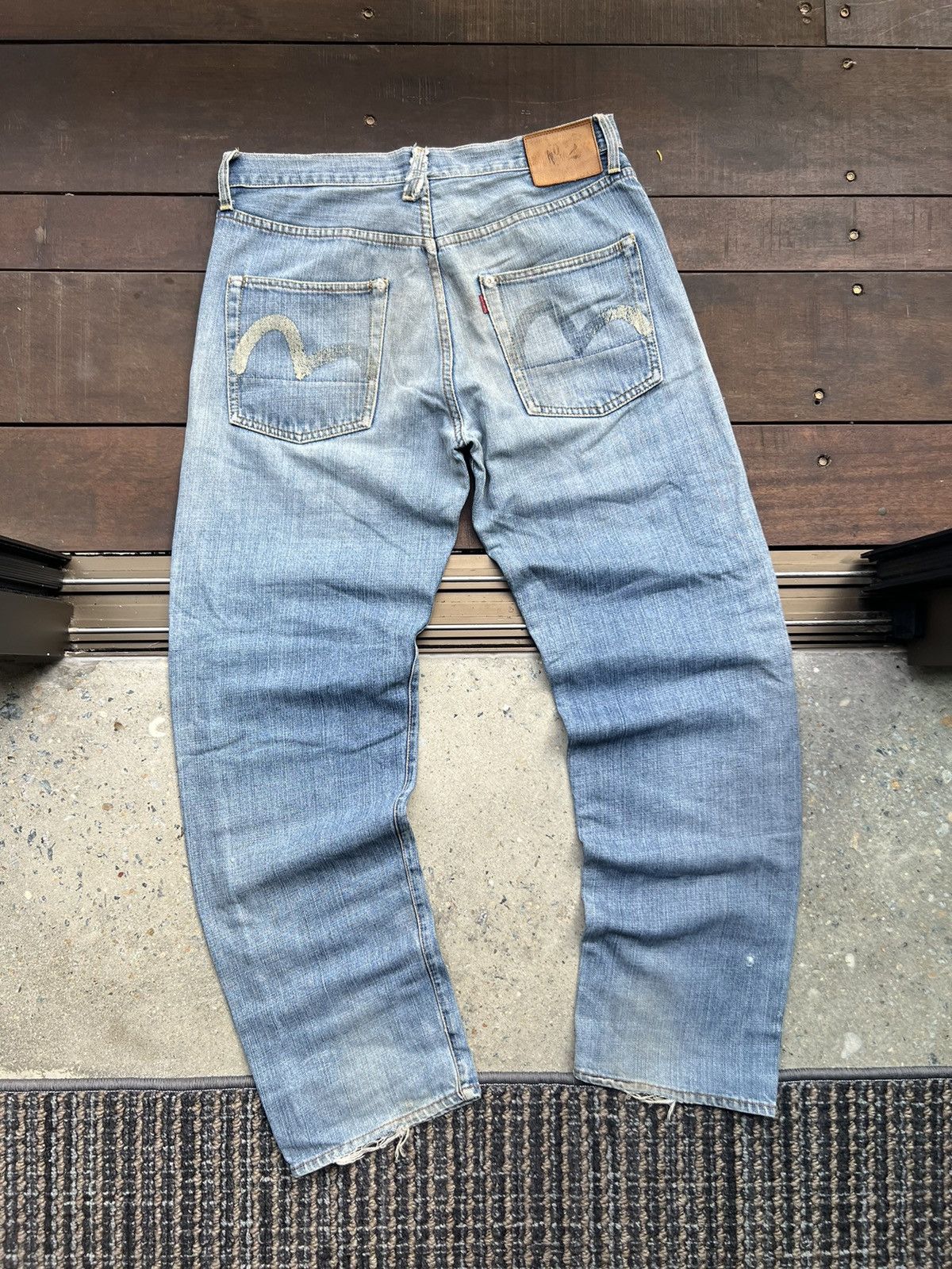 Evisu EVISU WASHED DISTRESSED SELVEDJE DAICOCK JEANS N2 Size US 33 - 1 Thumbnail
