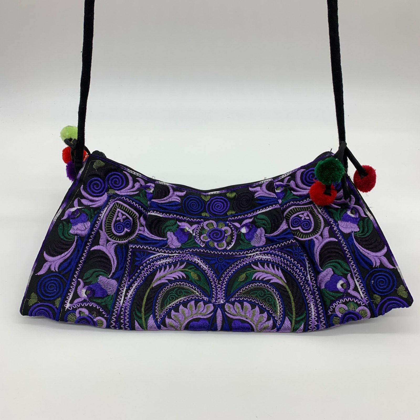 Other Embroidered Crossbody Bag Purple Small Purse Size ONE SIZE - 2 Thumbnail
