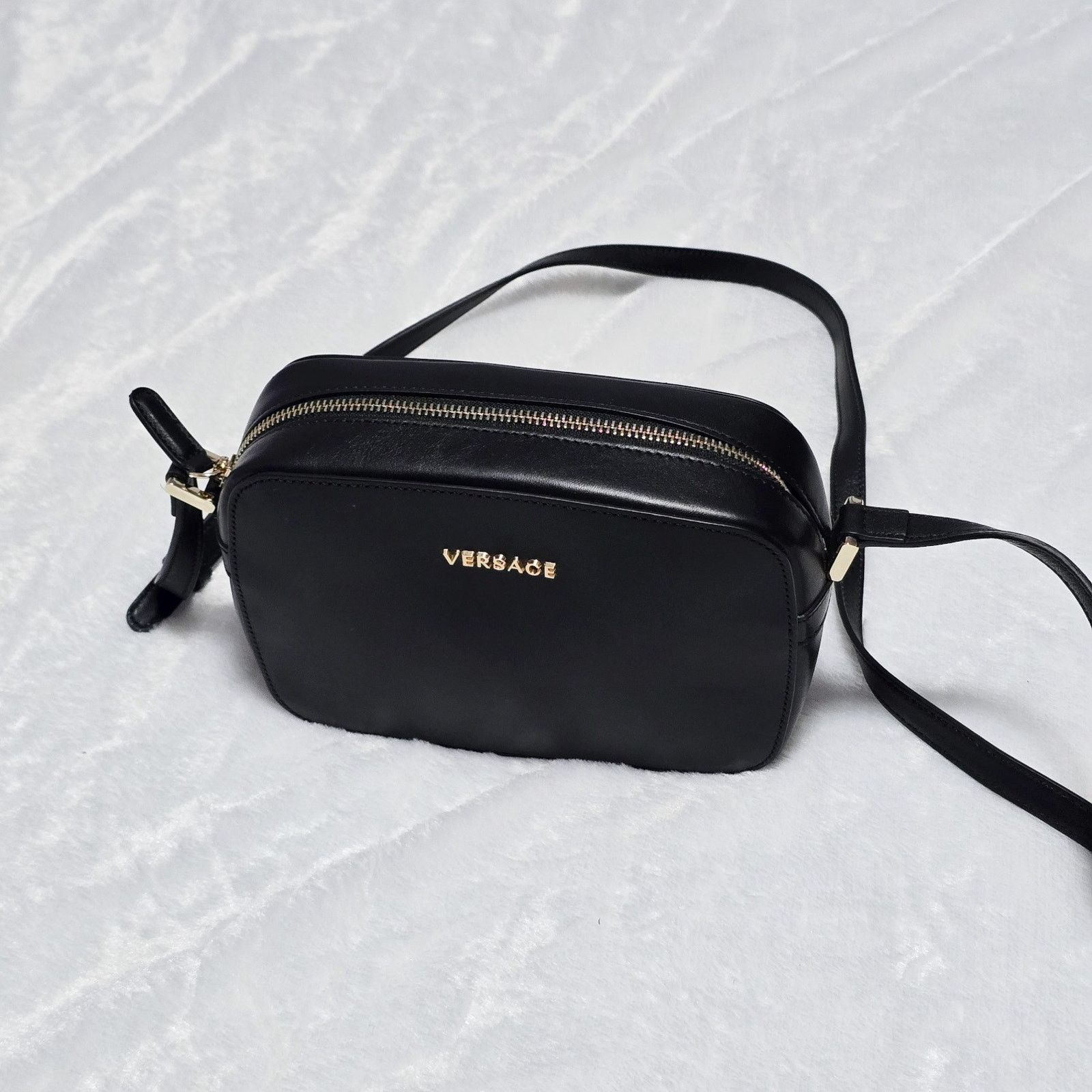 Versace Versace Smooth Leather Camera Crossbody Bag Black MSRP $1095 Size ONE SIZE - 1 Thumbnail