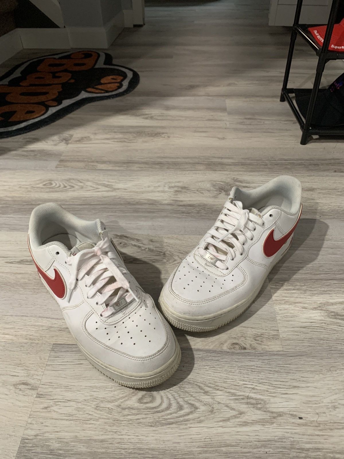Nike Air Force 1 red Nike swoosh Size US 9.5 / EU 42-43 - 1 Thumbnail