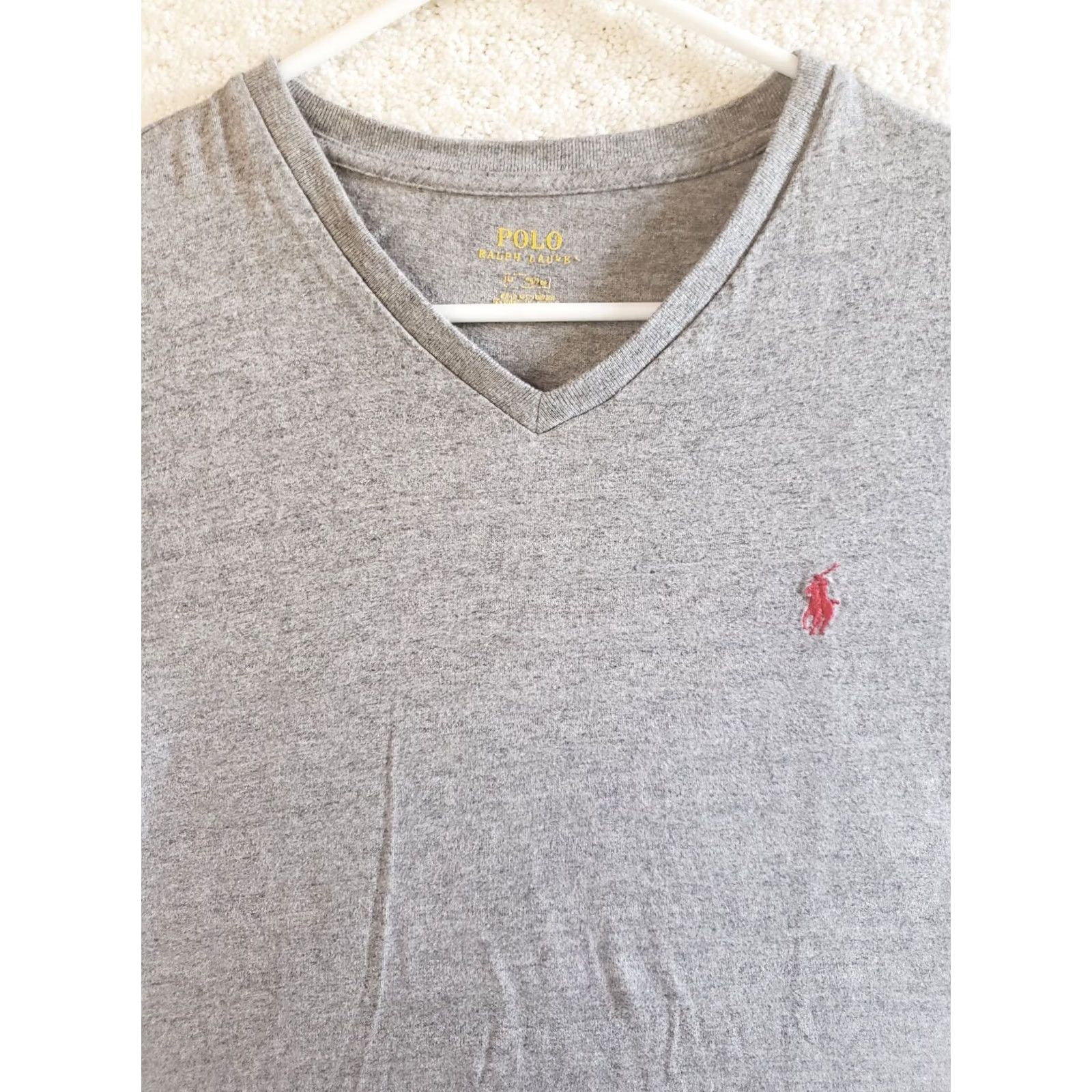 Polo Ralph Lauren Polo Ralph Lauren T-Shirt Short Sleeve Mens Medium Gray V Neck Cotton Logo Polo Player & Pony Classic All Seasons Shirt Size US M / EU 48-50 / 2 - 3 Thumbnail