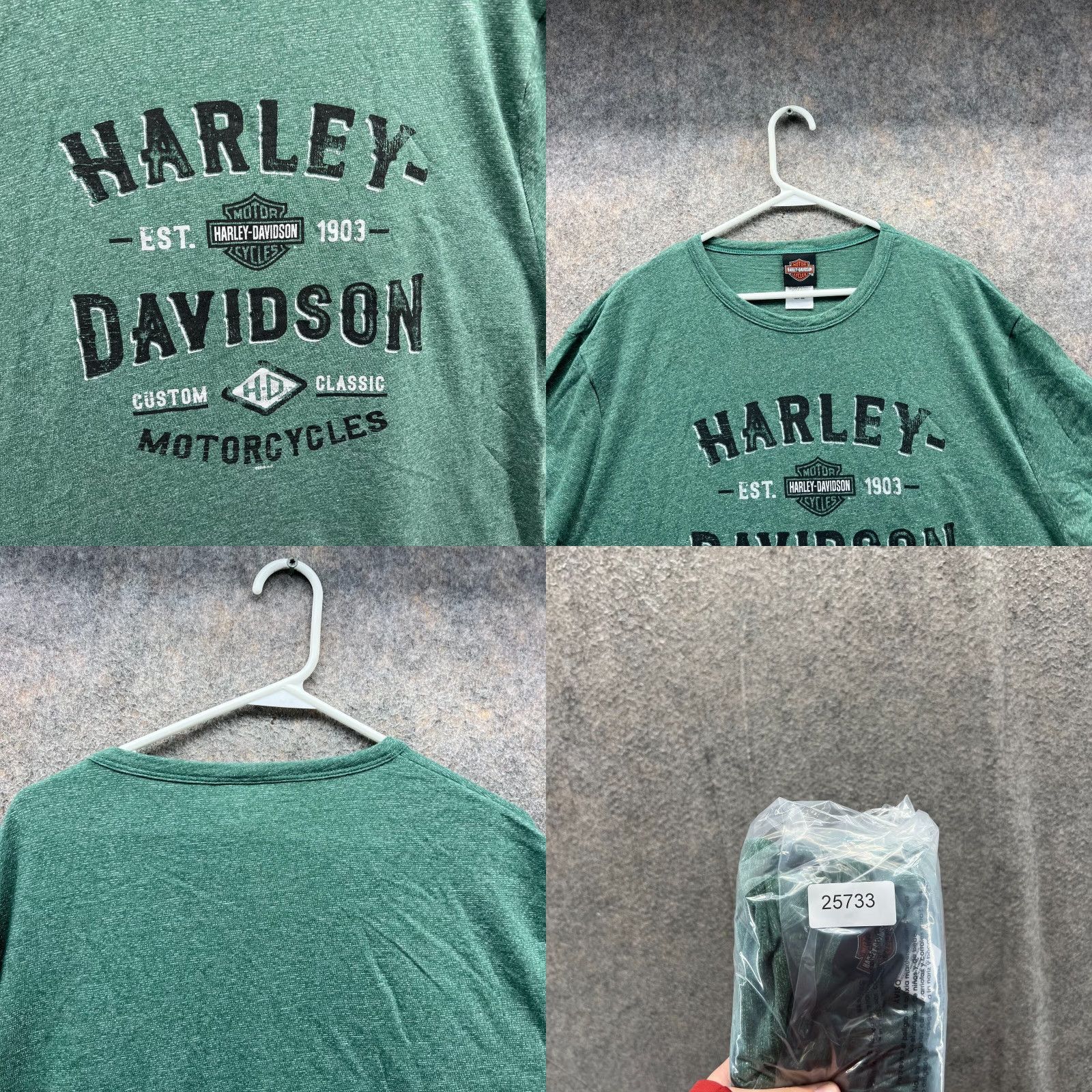 Harley Davidson Harley-Davidson Shirt Men 3XL Heather Green Black Spell Motorcycle Biker 2019 Vintage Logo T-Shirt Size US XXL / EU 58 / 5 - 8 Thumbnail