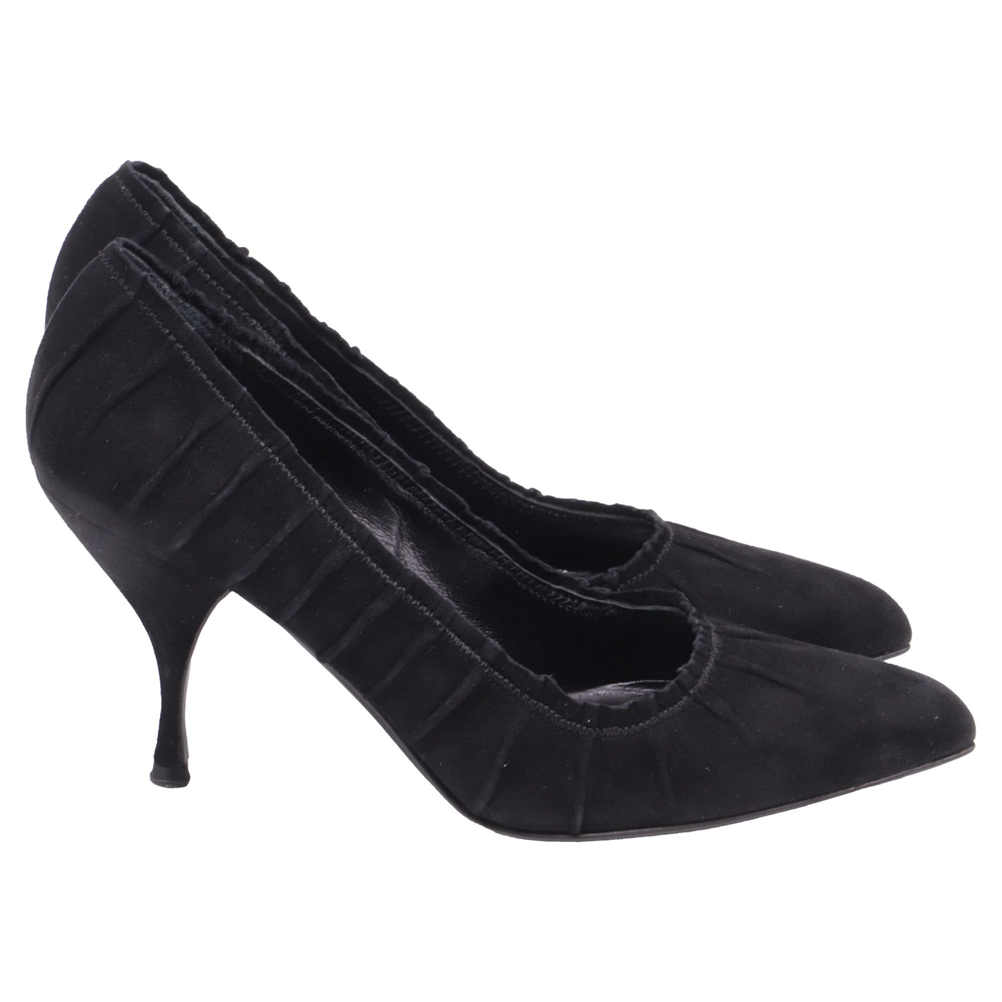 Prada Prada Pleated Pointed-Toe Pumps in Black Suede Size US 6 / IT 36 - 1 Thumbnail