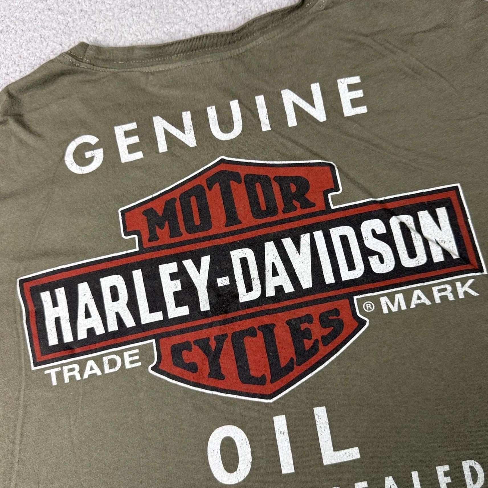 Harley Davidson VINTAGE Harley Davidson Shirt Adult XL Green Distressed Long Sleeve Casual HDMC Logo Men Size US XL / EU 56 / 4 - 3 Thumbnail