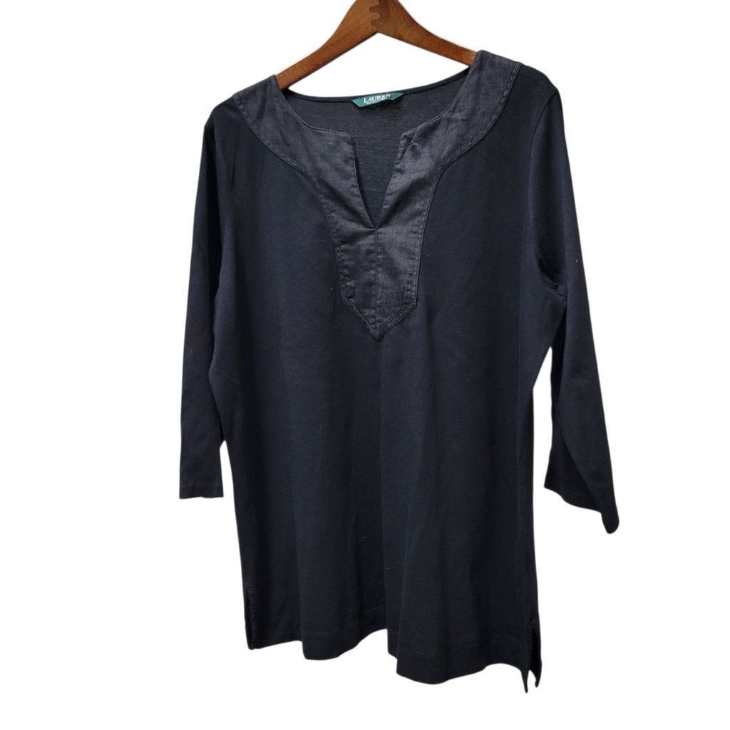 Lauren Ralph Lauren Lauren Ralph Lauren Split Neck Cotton 3/4 Sleeve Blouse Size XXL / US 16-18 / IT 52-54 - 3 Thumbnail