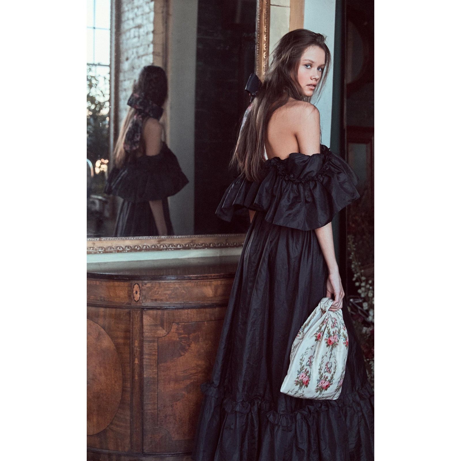 LoveShackFancy LoveShackFancy Tara Ruffle-trim Taffeta Dress black size 2 Size XS / US 0-2 / IT 36-38 - 3 Thumbnail