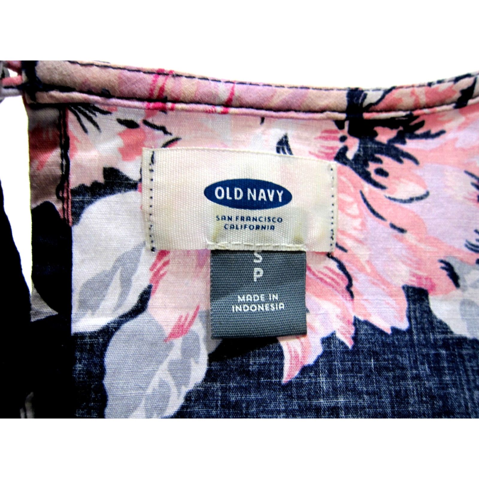 Old Navy Old Navy Women’s Blue Pink Rose Floral Cotton Stretch 3/4 Sleeve Sheath Dress S Size S / US 4 / IT 40 - 3 Thumbnail
