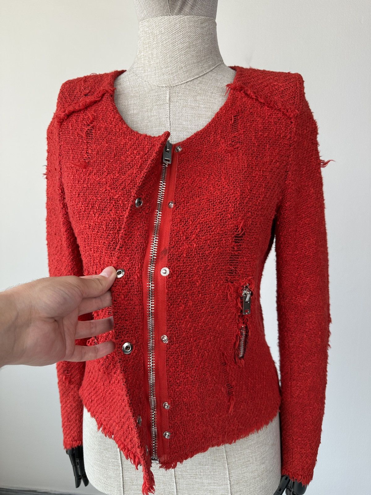 Iro IRO Agnette Tweed Jacket Red size 3 Size XS / US 0-2 / IT 36-38 - 12 Thumbnail