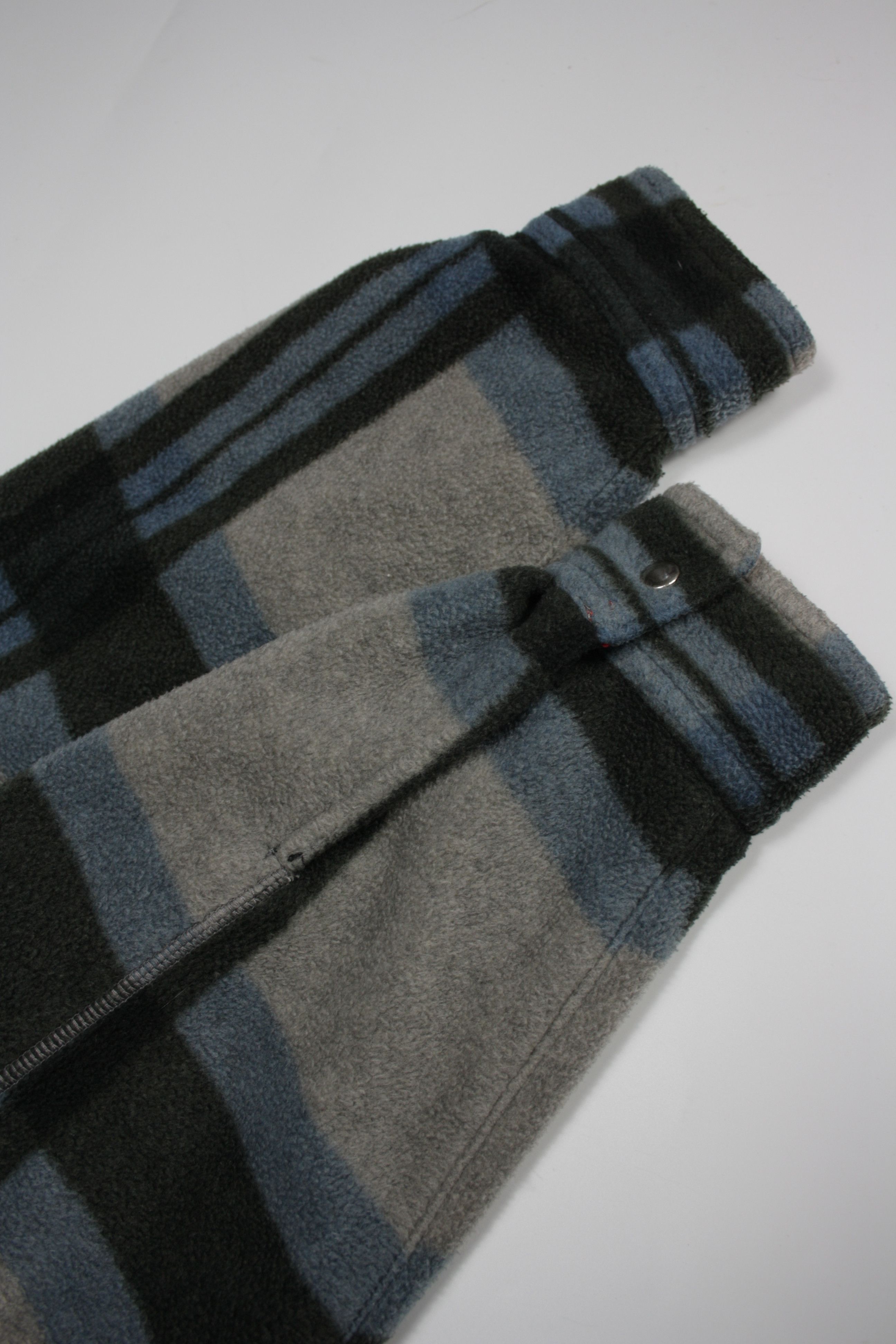 JET SET × Vintage JET SET Blue System 90s Vintage Fleece & Nylon Plaid Jacket Size US XL / EU 56 / 4 - 8 Thumbnail