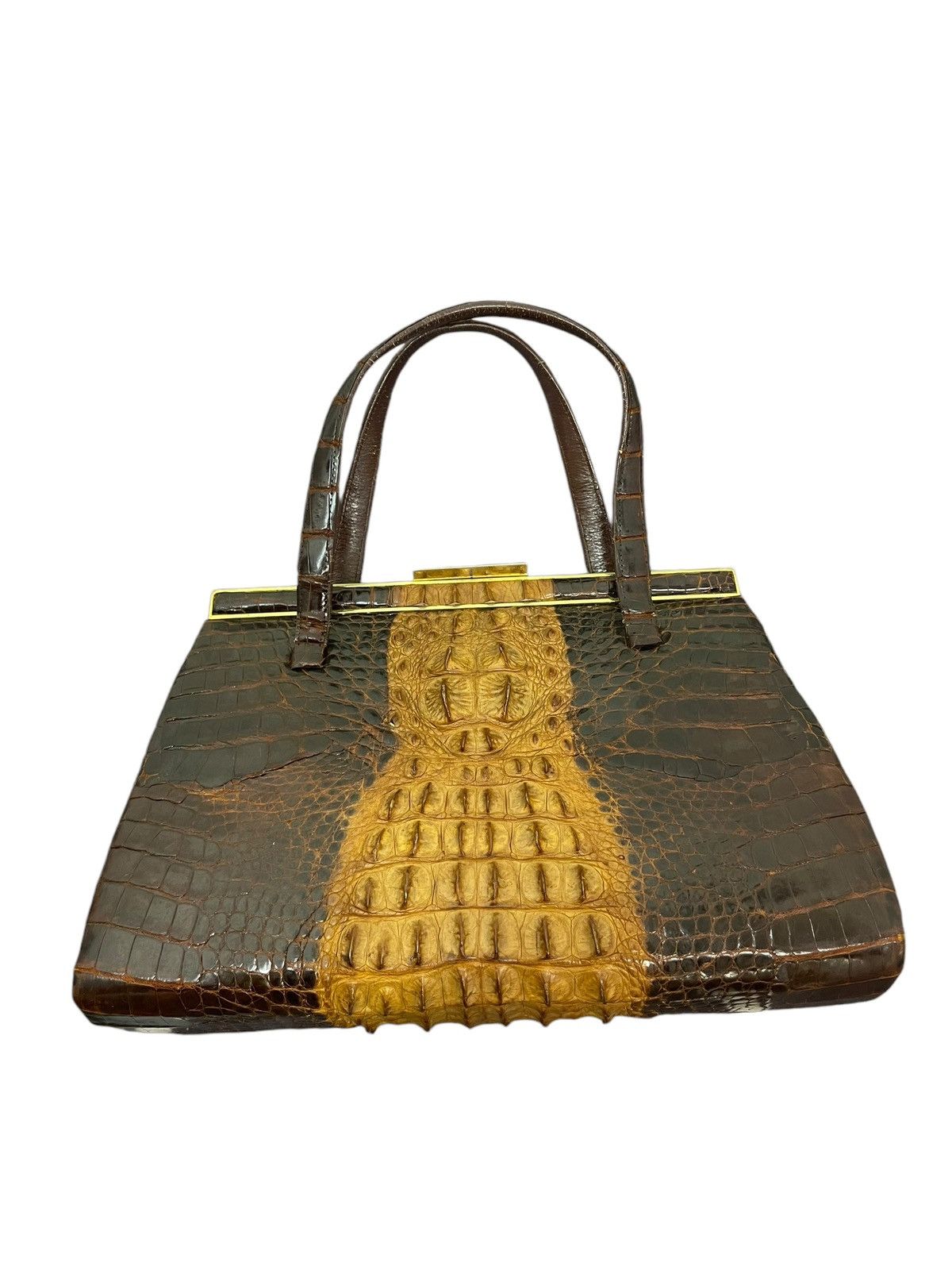 Vintage Crocodile Leather Patina Vtg 50s Unknown Japan Hand Bag 4🟩 Size ONE SIZE - 1 Thumbnail