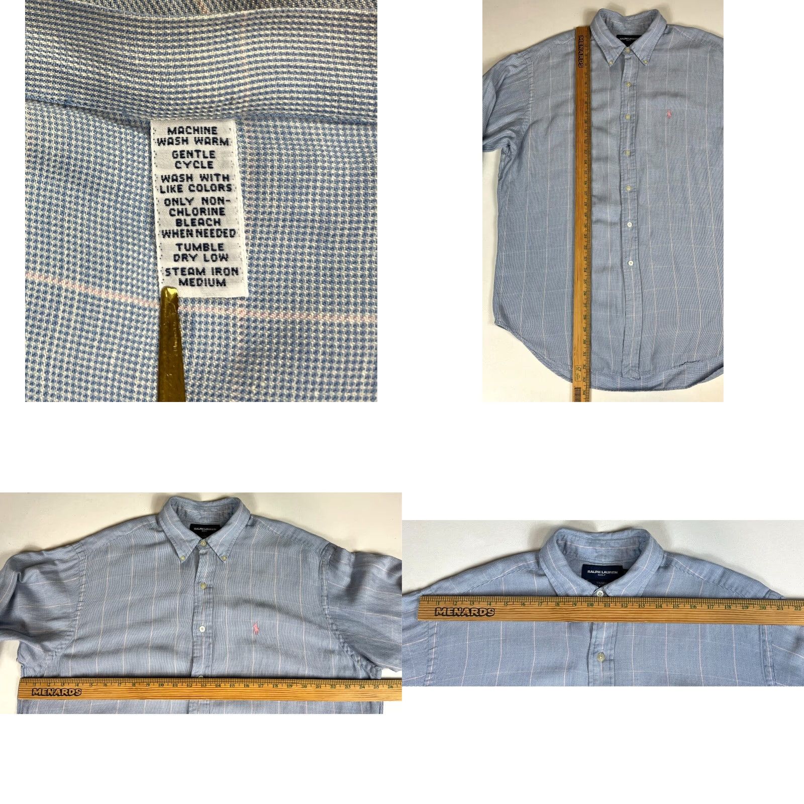 Ralph Lauren Ralph Lauren Golf Tilden Button-Down Shirt Window Pane Silk Linen Sz L Mens Long Sleeve Blue Size US L / EU 52-54 / 3 - 8 Thumbnail