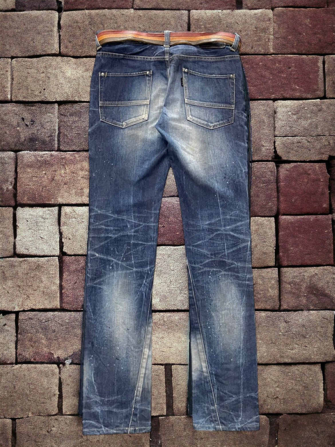 Tornado Mart Vintage Tornado Mart Paint Splatter Denim With Leather Belt Size US 32 / EU 48 - 2 Thumbnail