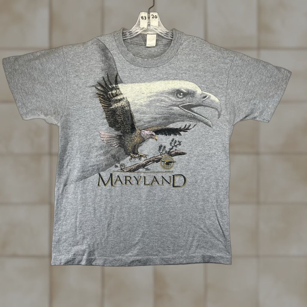 Anvil VINTAGE Anvil T-Shirt Men Large Gray 90s Bald Eagle Nature Graphic Print Crew Neck Size US L / EU 52-54 / 3 - 1 Thumbnail