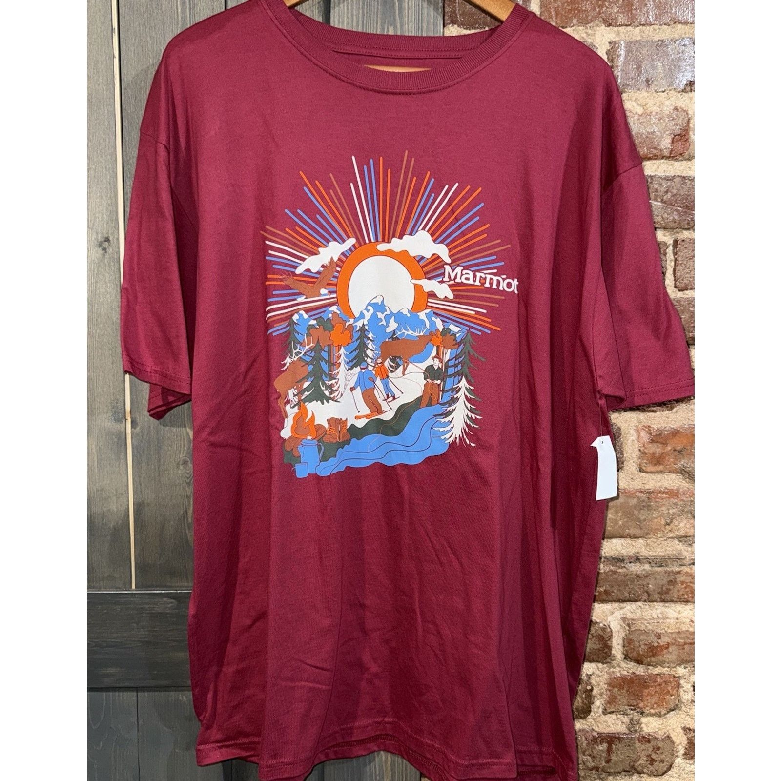 Marmot NWT Sz XXL Marmot Graphic Print T-Shirt. Burgundy Outdoor Size US XXL / EU 58 / 5 - 1 Thumbnail