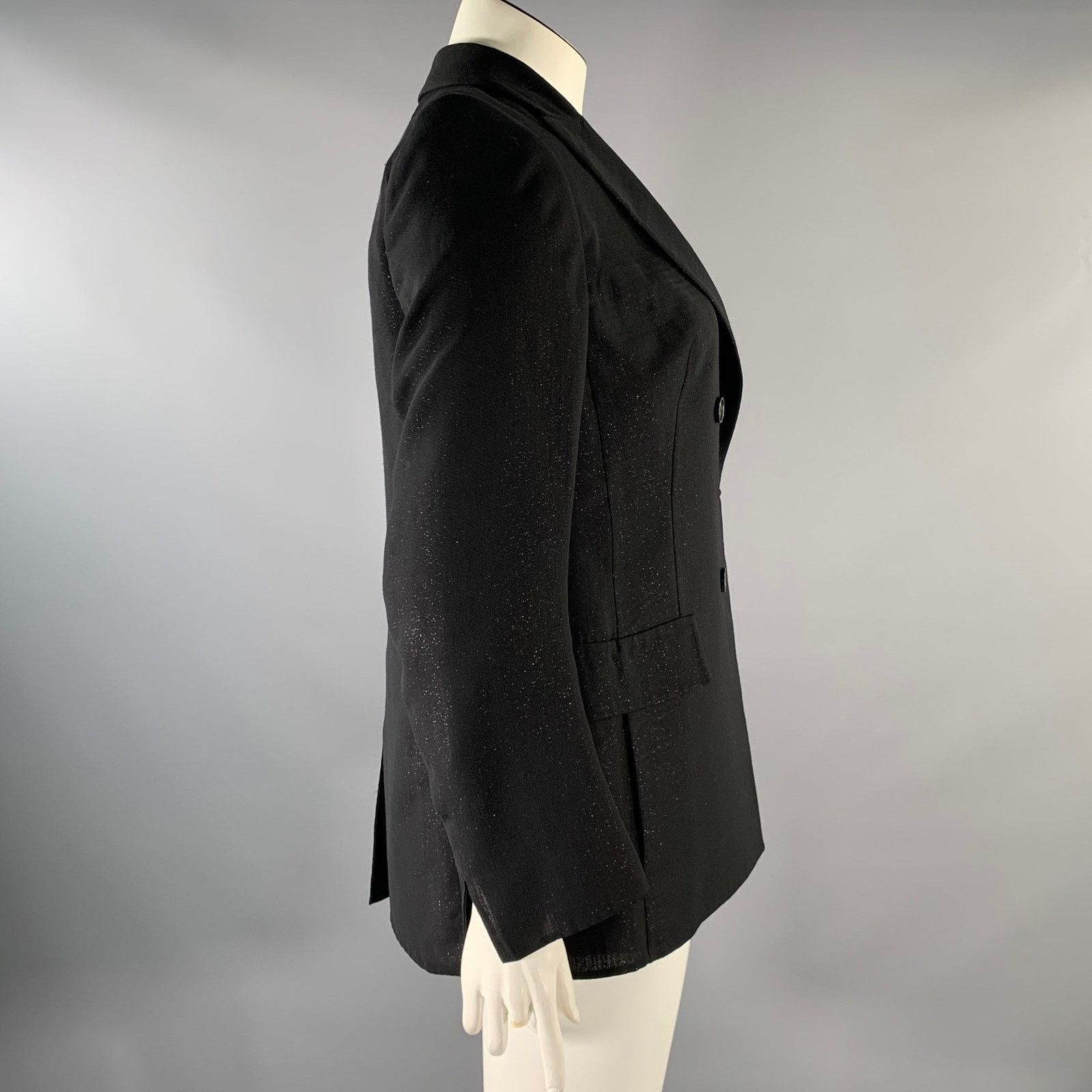 Akris AKRIS Size 12 Black Glitter Wool Polyester Sparkly Jacket Size XL / US 12-14 / IT 48-50 - 2 Thumbnail