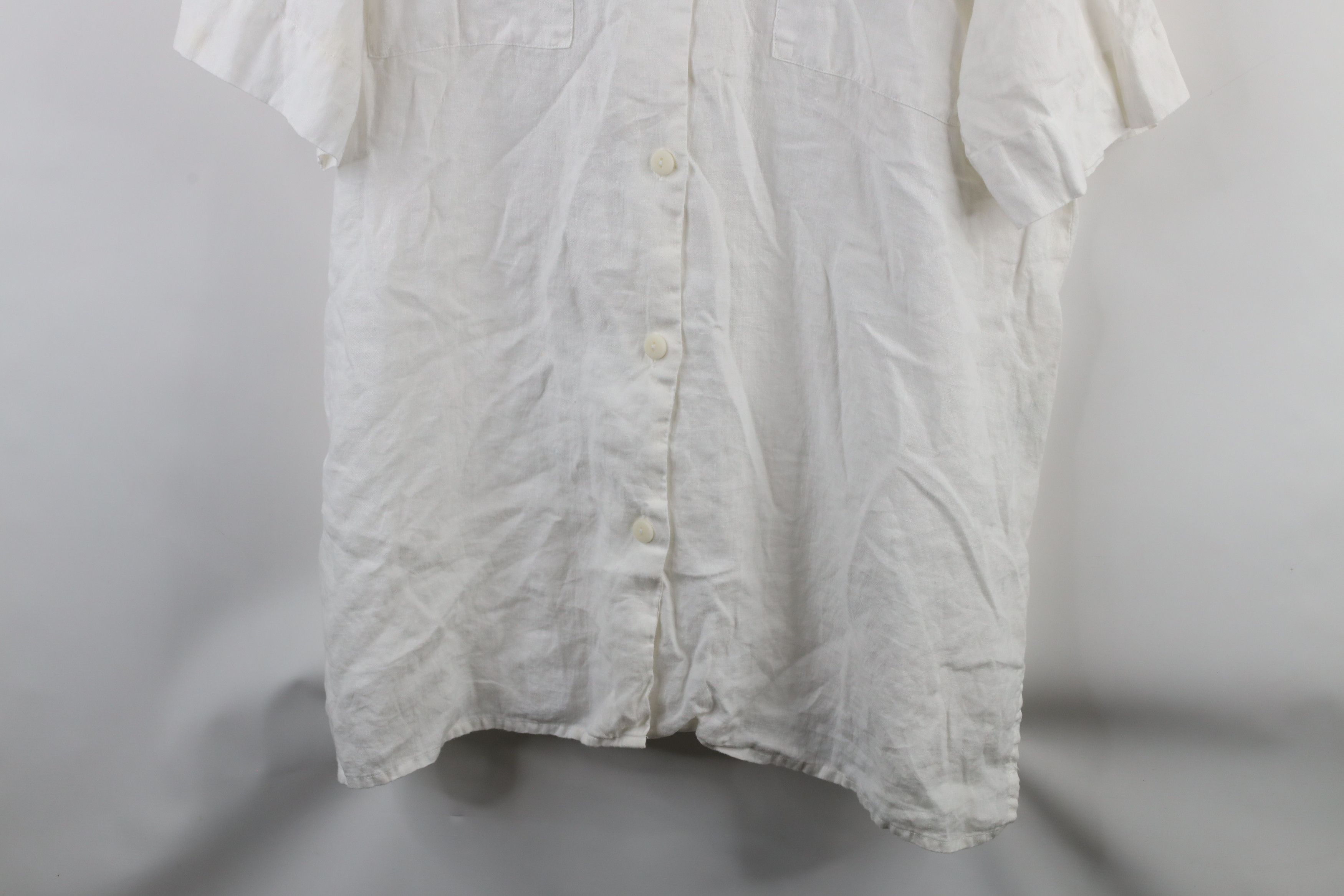 Eddie Bauer × Vintage Vintage 90s Eddie Bauer Linen Baggy Button Shirt White Size L / US 10 / IT 46 - 3 Thumbnail