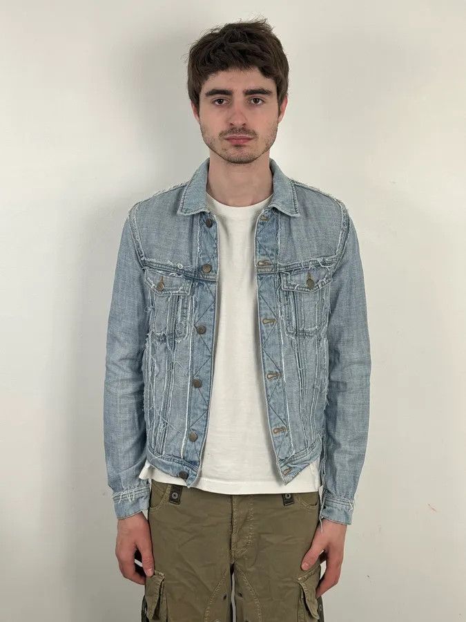 Maison Margiela 2012 Maison Margiela H&M Blue Distressed Denim Jacket Size US S / EU 44-46 / 1 - 1 Thumbnail