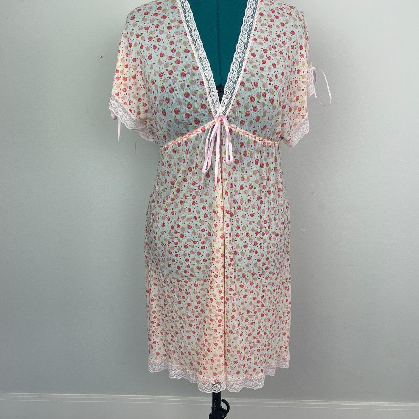 Other Strawberry Print Mesh Babydoll Dress Size M / US 6-8 / IT 42-44 - 3 Thumbnail