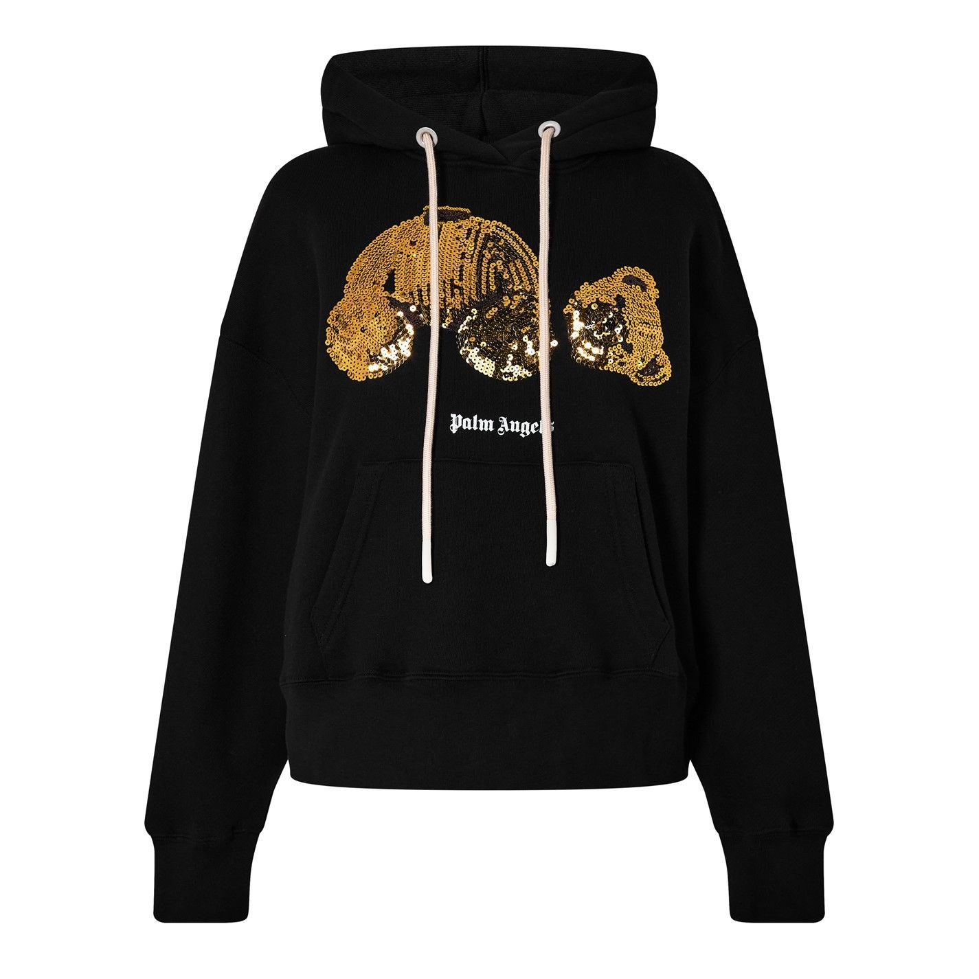Palm Angels o1g2r1mq0325 Sequin Bear Hoodie in Black & Gold Size M / US 6-8 / IT 42-44 - 1 Thumbnail