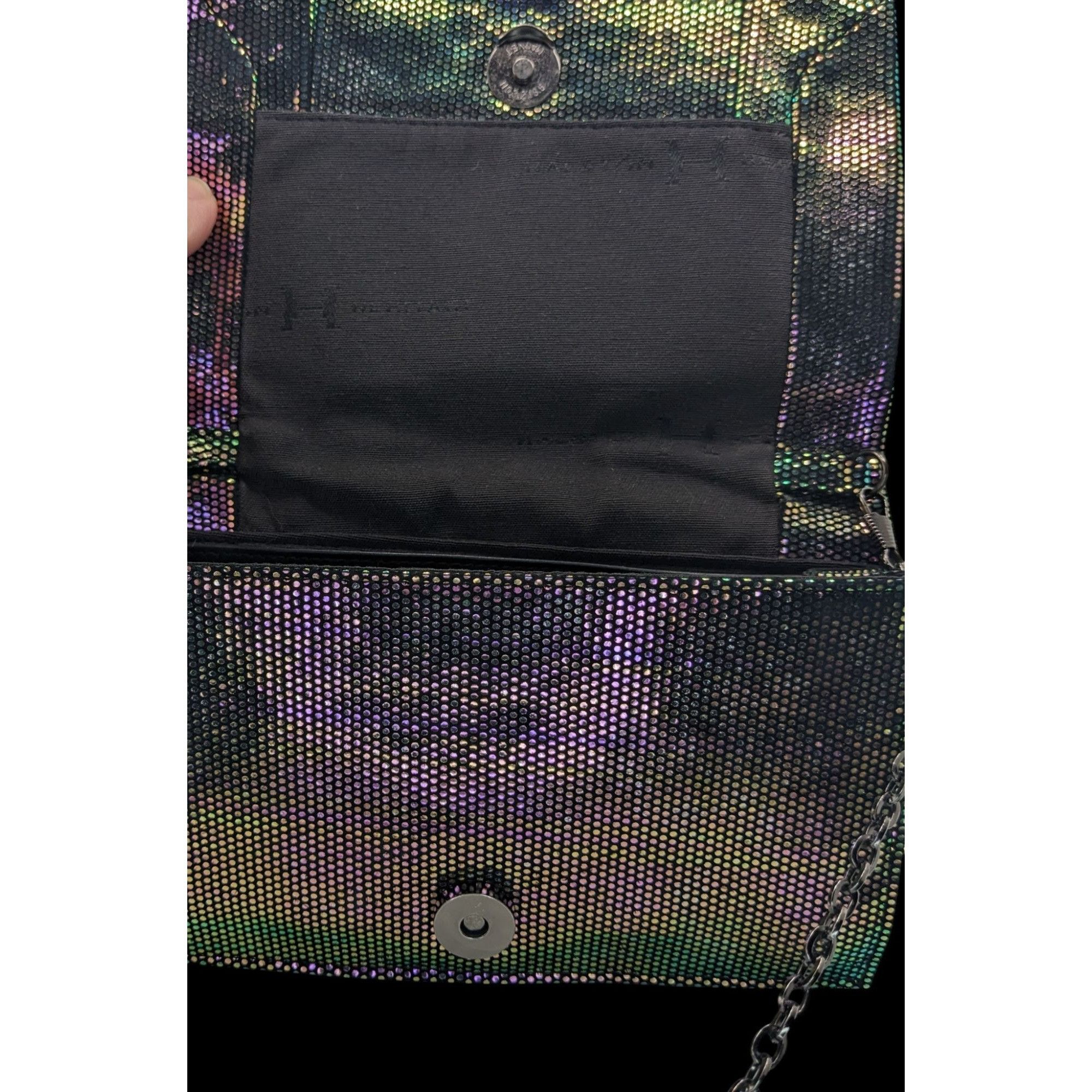 Halston Heritage Halston Heritage Purple Iridescent Clutch Bag With 24" Chain Size ONE SIZE - 7 Thumbnail