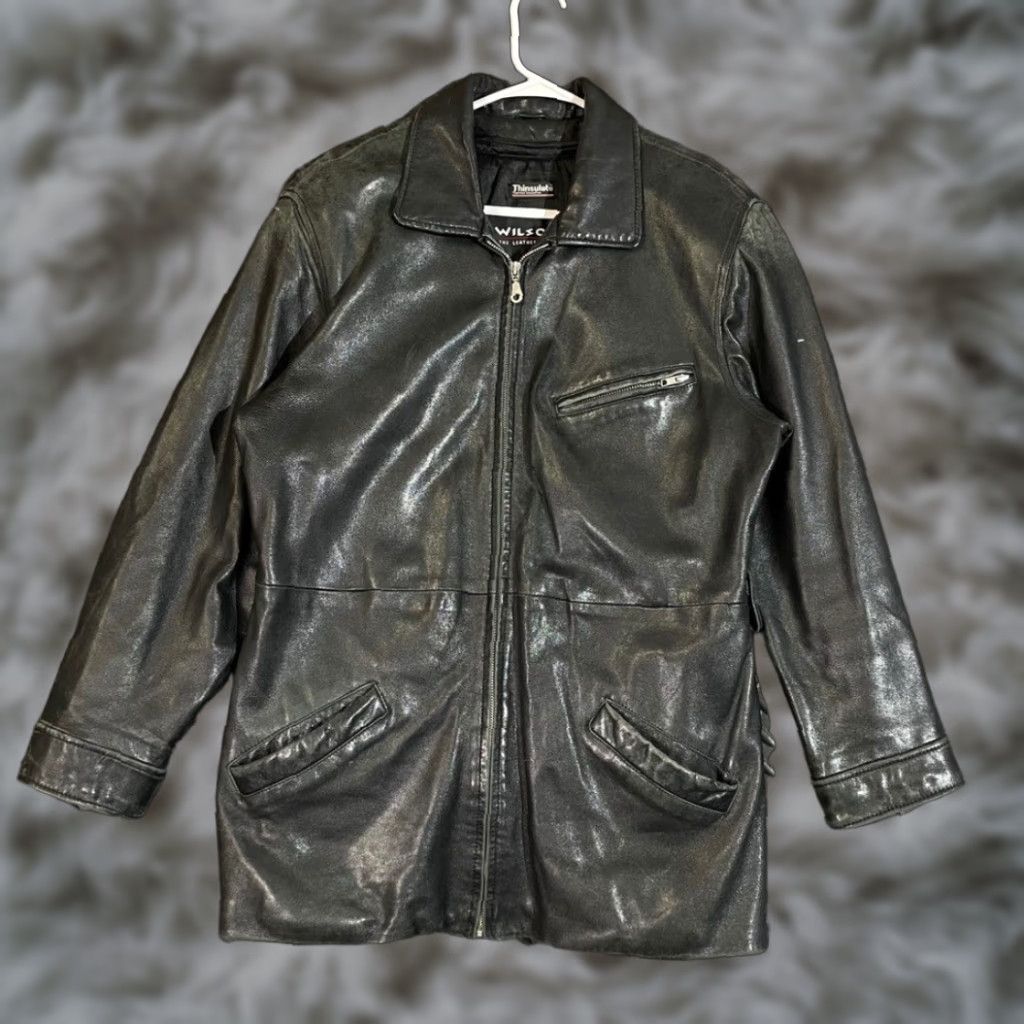 Vintage Wilsons Leather Black Full Zip Leather Thinsulate Jacket Women Size Large L Regular Women Black Full Zip Leather Thinsulate Jacket Size L / US 10 / IT 46 - 1 Thumbnail
