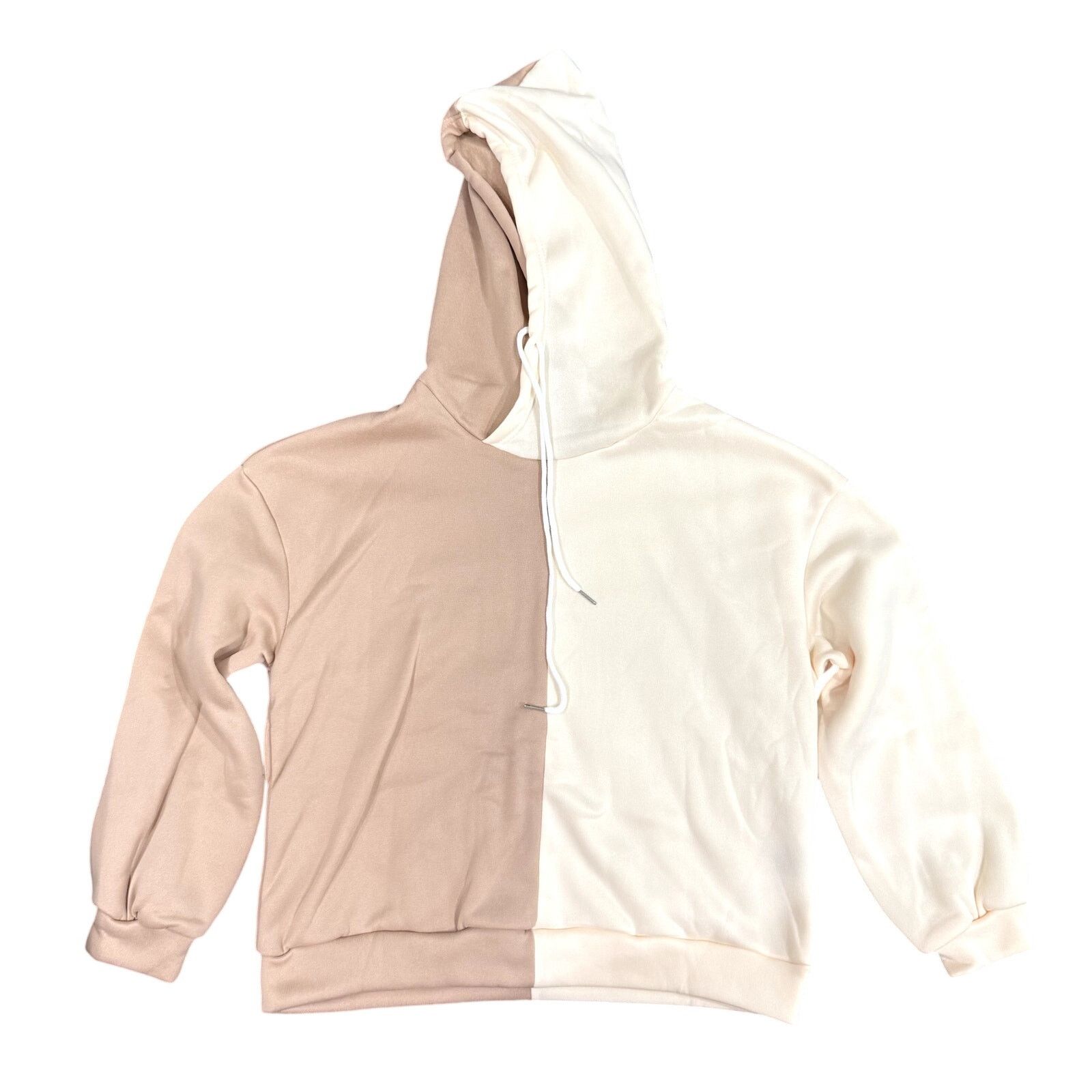 Shein Woman's Two-Tone Hoodie in Cream/Brown, Size M Size M / US 6-8 / IT 42-44 - 1 Thumbnail