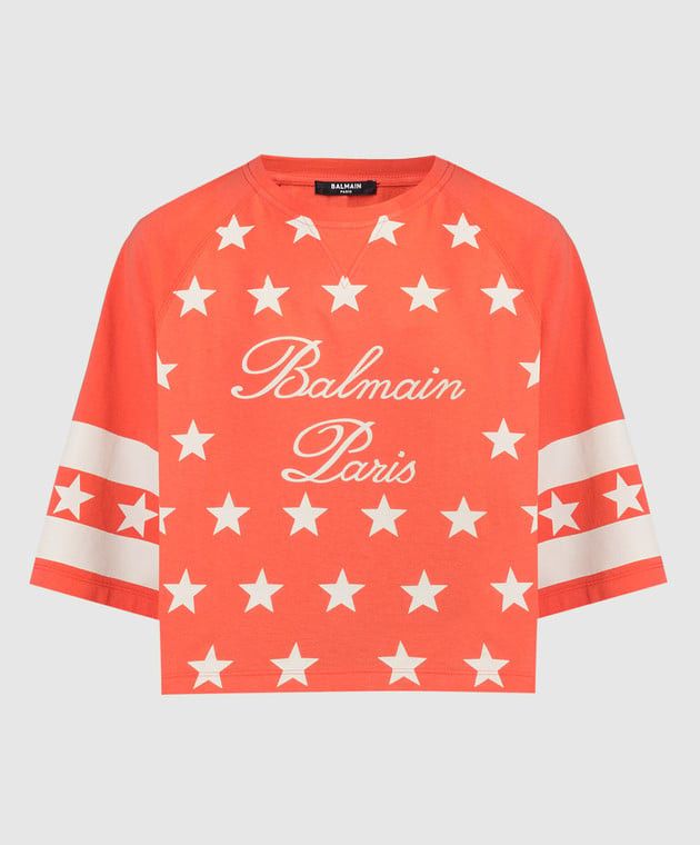 Balmain o1s1wg110825 T-Shirt With Signature Stars in Pink Size S / US 4 / IT 40 - 1 Thumbnail