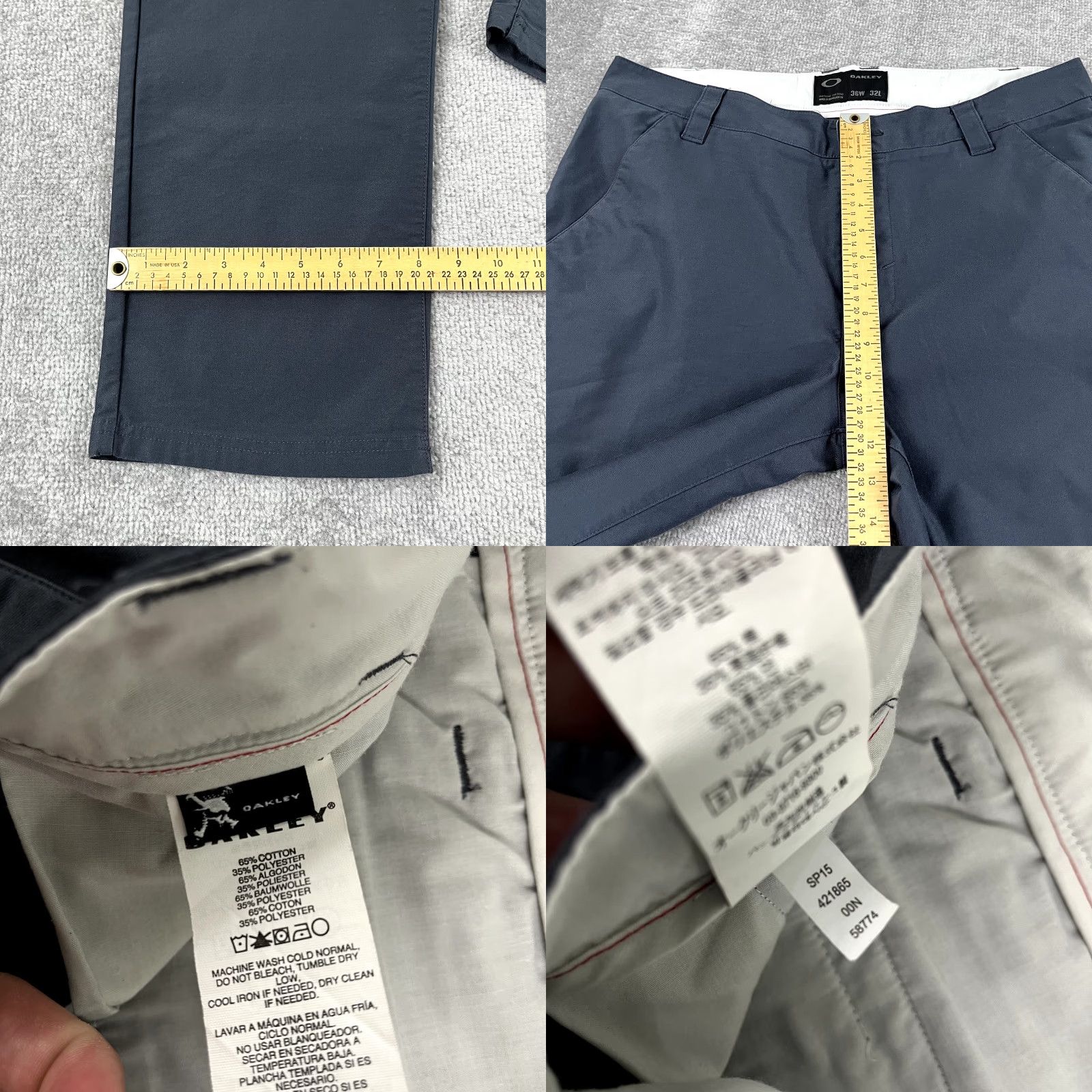 Oakley OAKLEY Pants Mens 36 x 29 Straight Leg Gray Chino Golf Travel Casual Stretch Shirt? Size US 36 / EU 52 - 8 Thumbnail