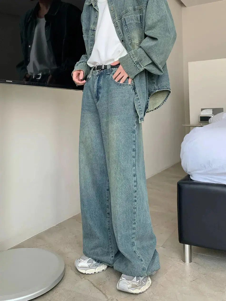 Japanese Brand Retro casual straight leg wide leg jeans Size US 32 / EU 48 - 6 Thumbnail