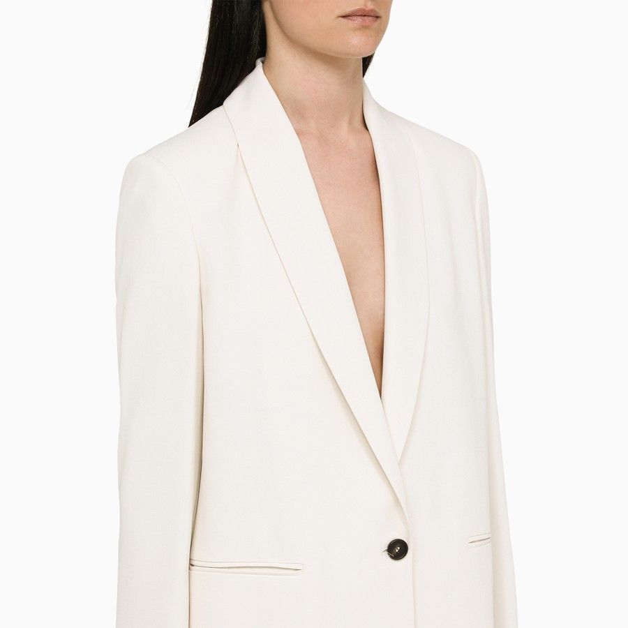 Brunello Cucinelli o1d2blof0824 Single-Breasted Jacket in White Size M / US 6-8 / IT 42-44 - 4 Thumbnail