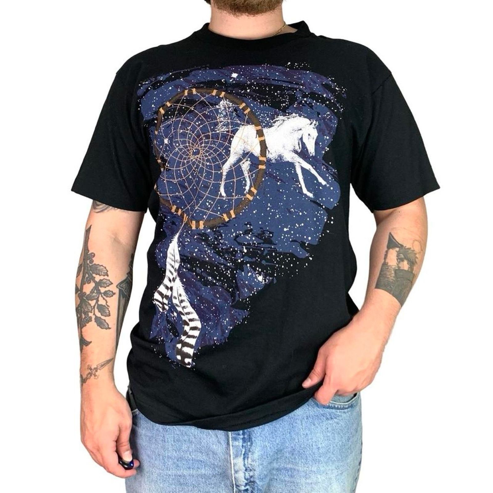 Gildan × Vintage Vintage 90s Dreamcatcher Single Stitch Graphic T-shirt Size US L / EU 52-54 / 3 - 1 Thumbnail