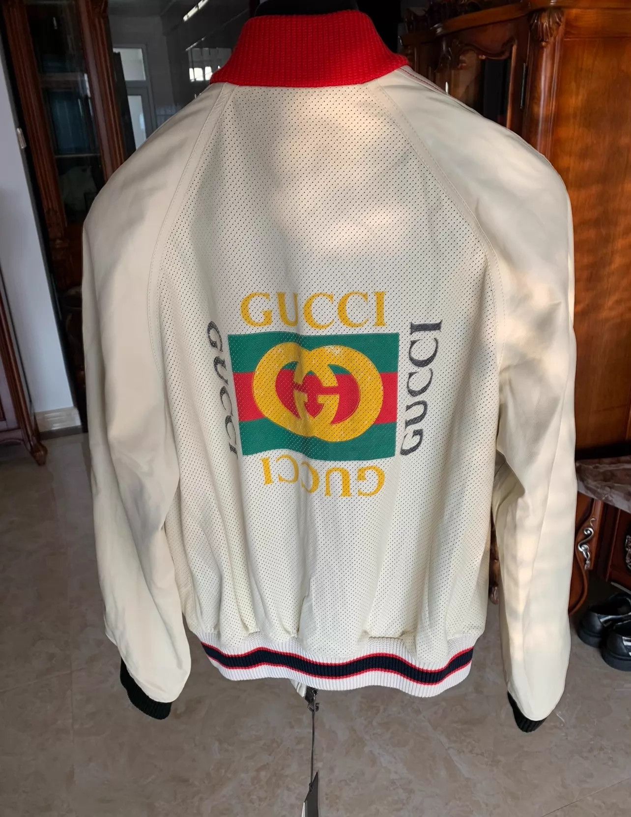 Gucci Gucci Perforated Sheepskin Leather Jacket 50 (Classic Logos) Size US M / EU 48-50 / 2 - 2 Thumbnail
