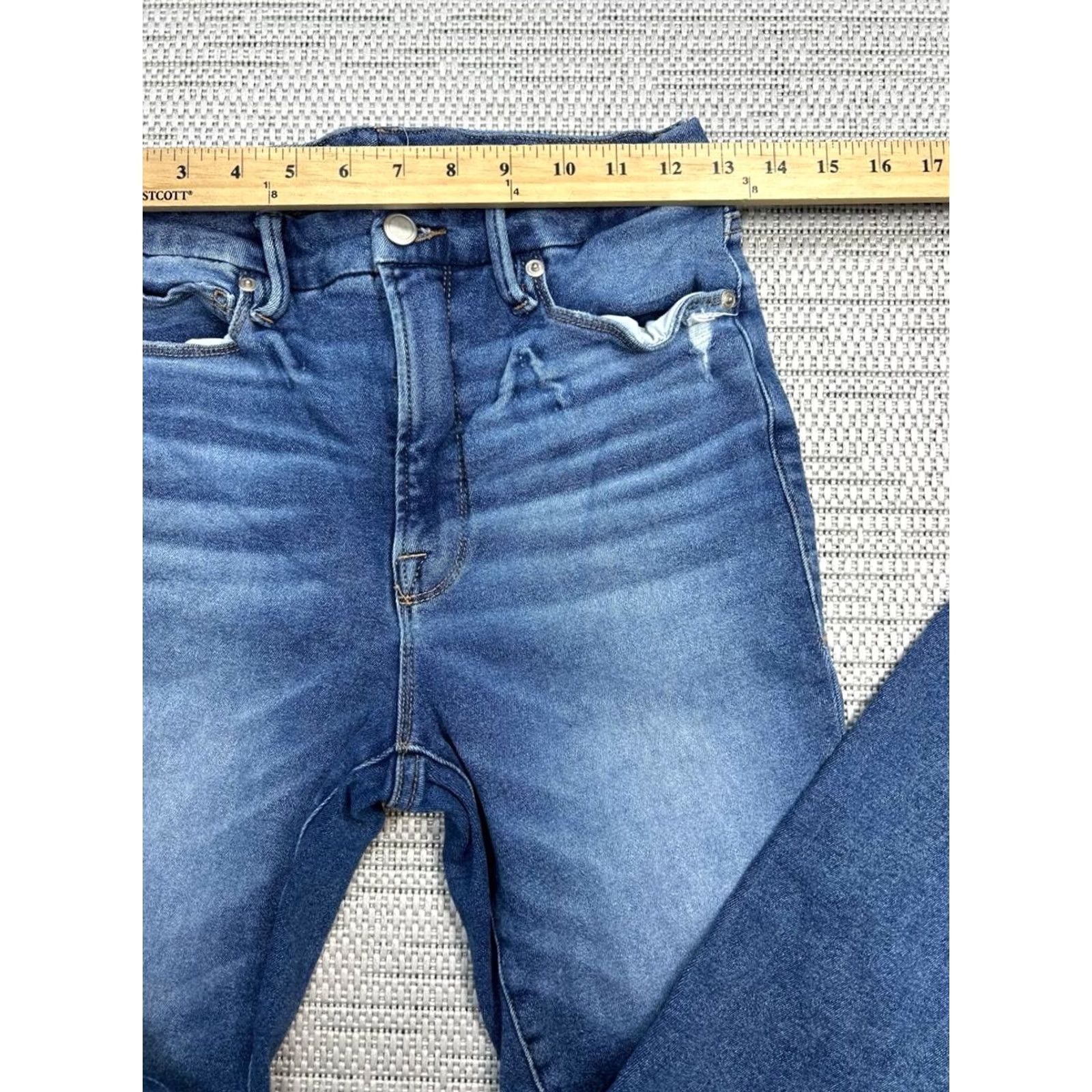 Good American Good American Good Waist Cropped Skinny Jeans Womens 10 Blue Denim Cotton 26x24 Jeans Regular Womens Blue 10s Size 32" / US 10 / IT 46 - 6 Thumbnail