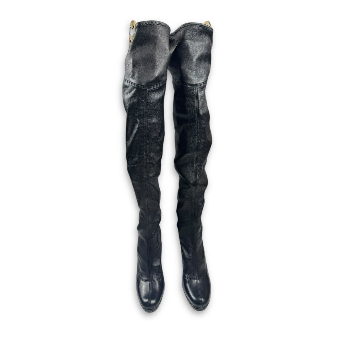 Gucci FW03 Black Leather GG Emblem Overknee Boots Size US 7 / IT 37 - 4 Thumbnail