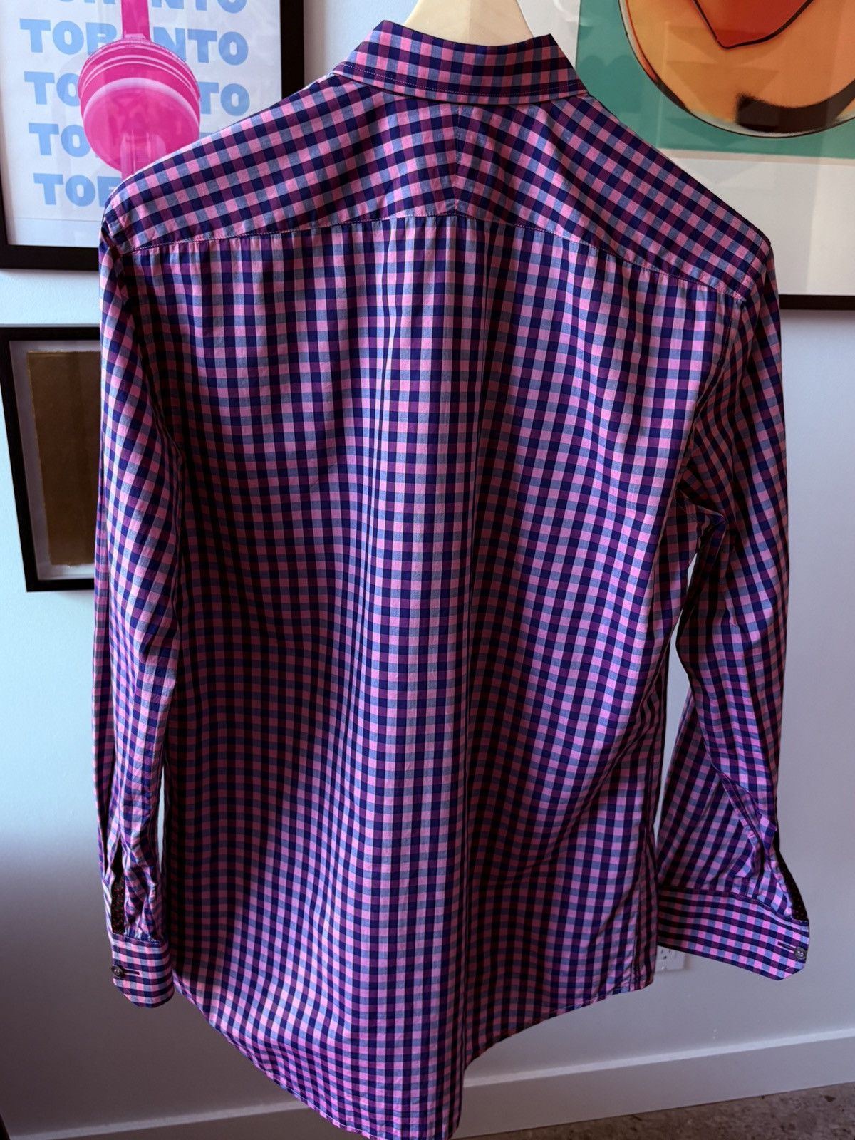 Paul Smith Paul Smith Dress Shirt Gingham Pink/Purple/Blue Slim Fit Size US M / EU 48-50 / 2 - 8 Thumbnail