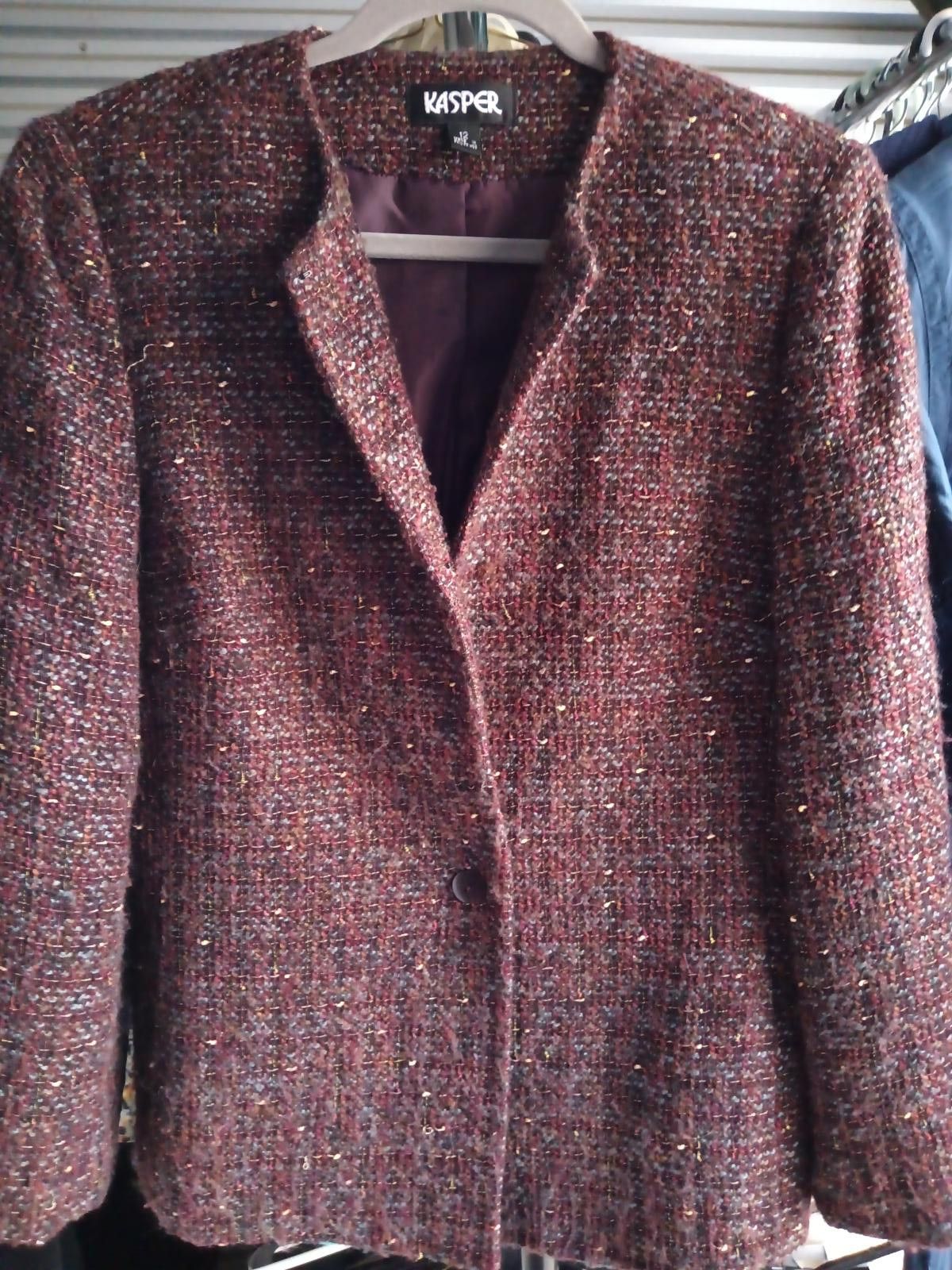 Designer KASPER Elegant Tweed Blazer Jacket Size XL / US 12-14 / IT 48-50 - 4 Thumbnail